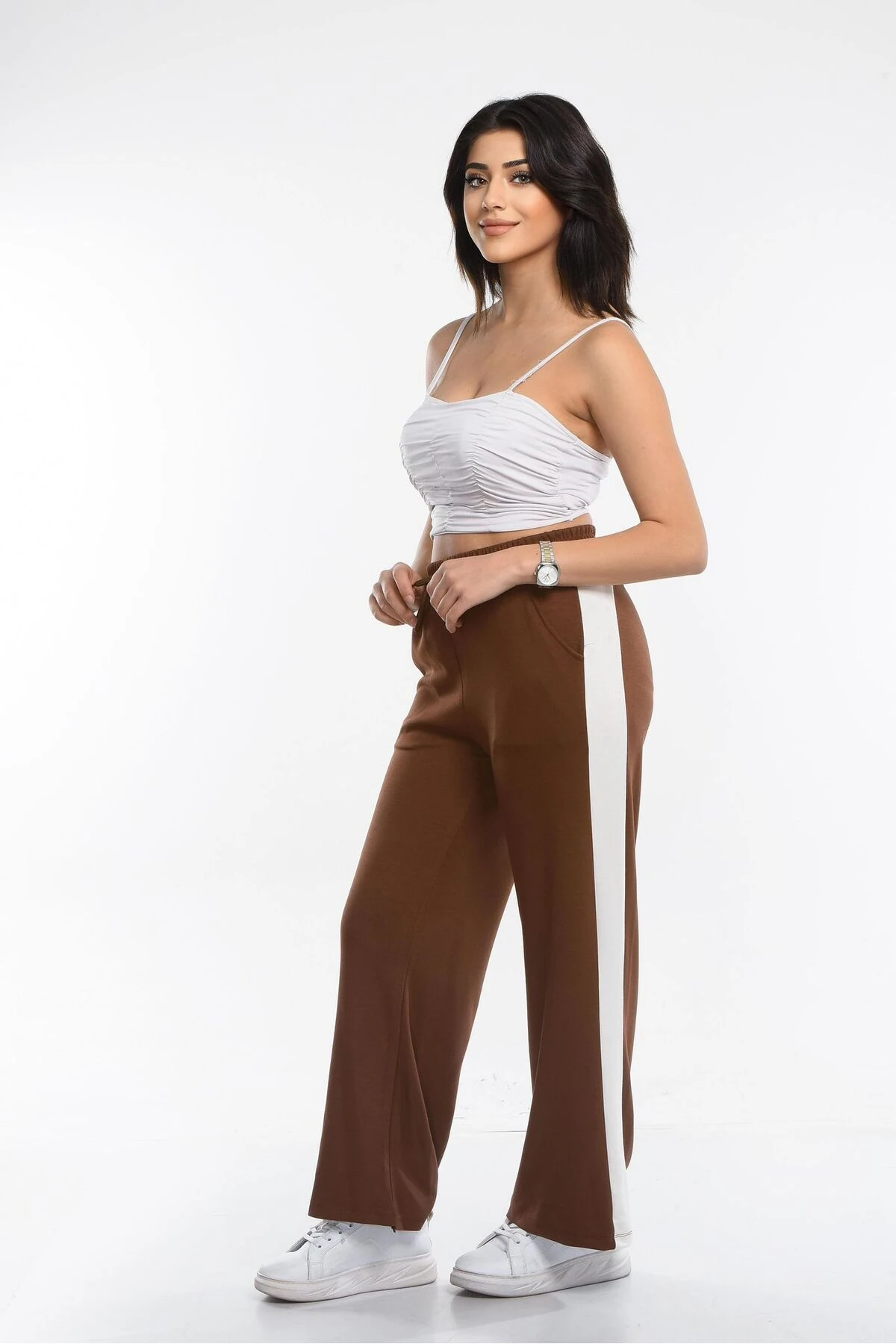 Kadın Oys İspanyol Paça Çizgili Jogger Modal Eşofman Altı