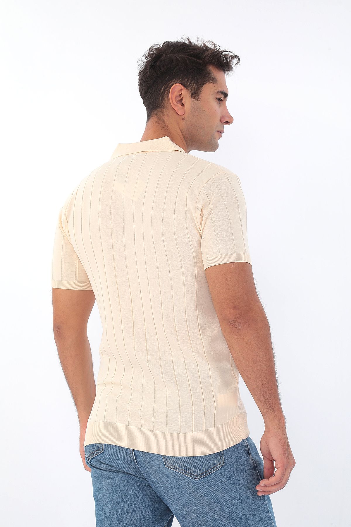 Erkek Polo Yaka Fermuarlı Spor Yazlık Triko Tişort