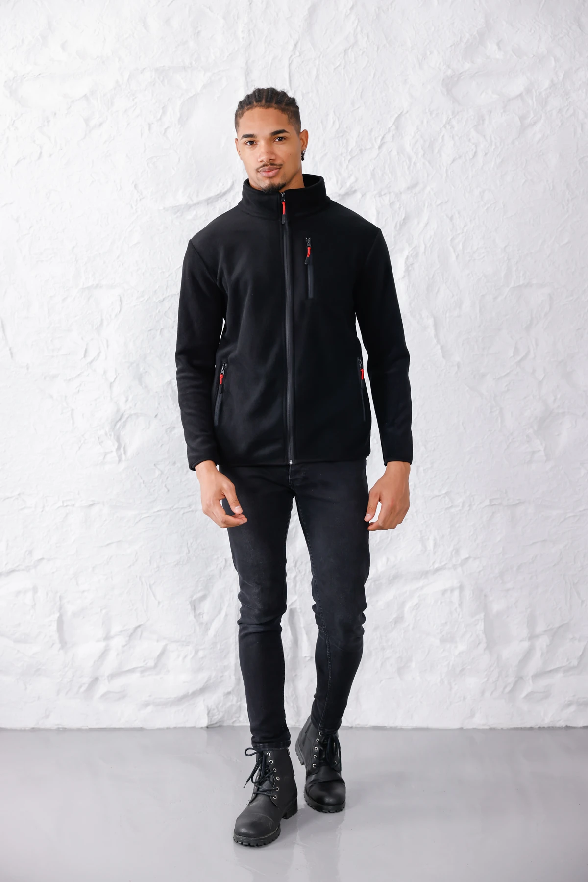 Monox Erkek Biyeli Fermuarlı Spor Polar Ceket