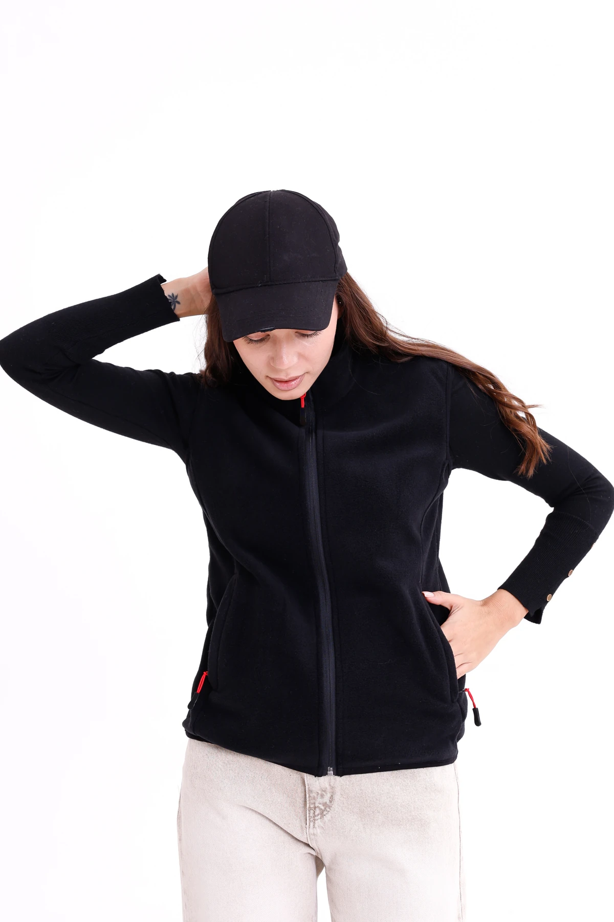 Monox Kadın Slim Fit Tam Fermuarlı Polar Yelek