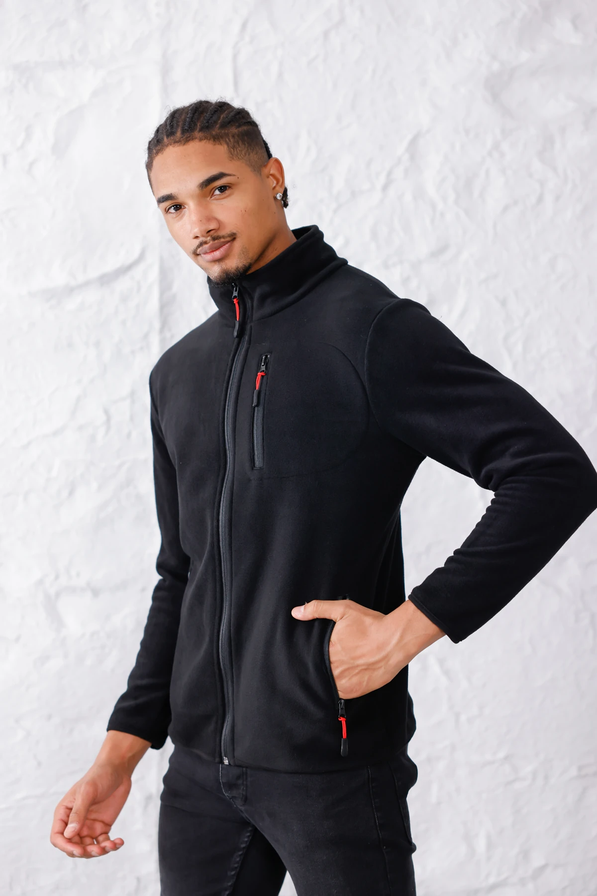 Monox Erkek Biyeli Fermuarlı Spor Polar Ceket