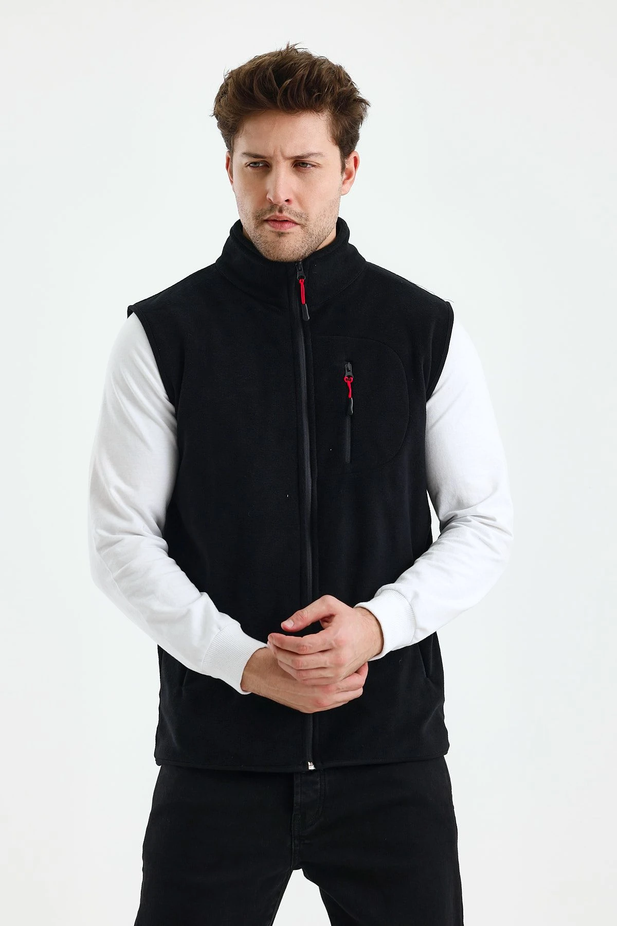 Erkek Tam Fermuarlı Spor Polar Yelek