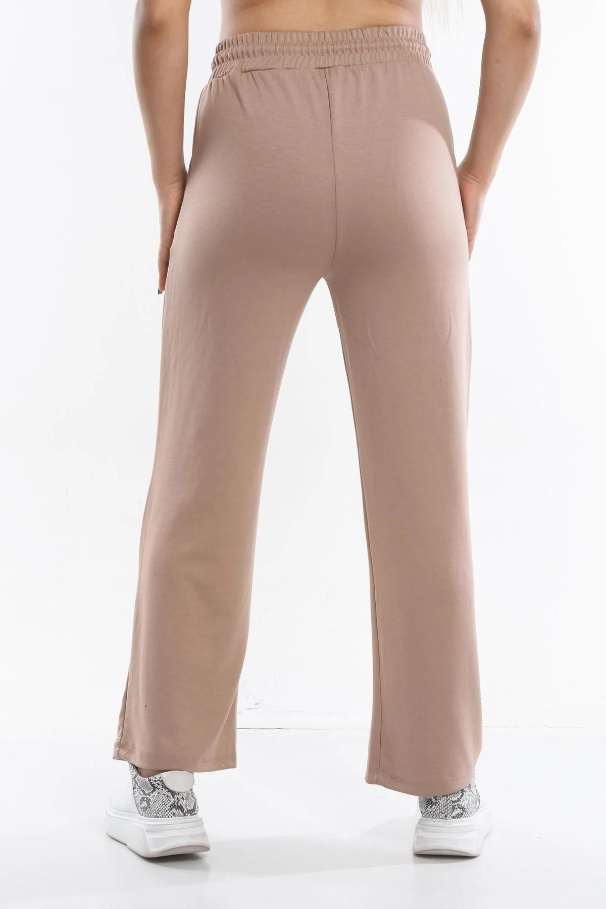 Kadın Oys Geniş Paça Jogger Modal Eşofman Altı - Bej