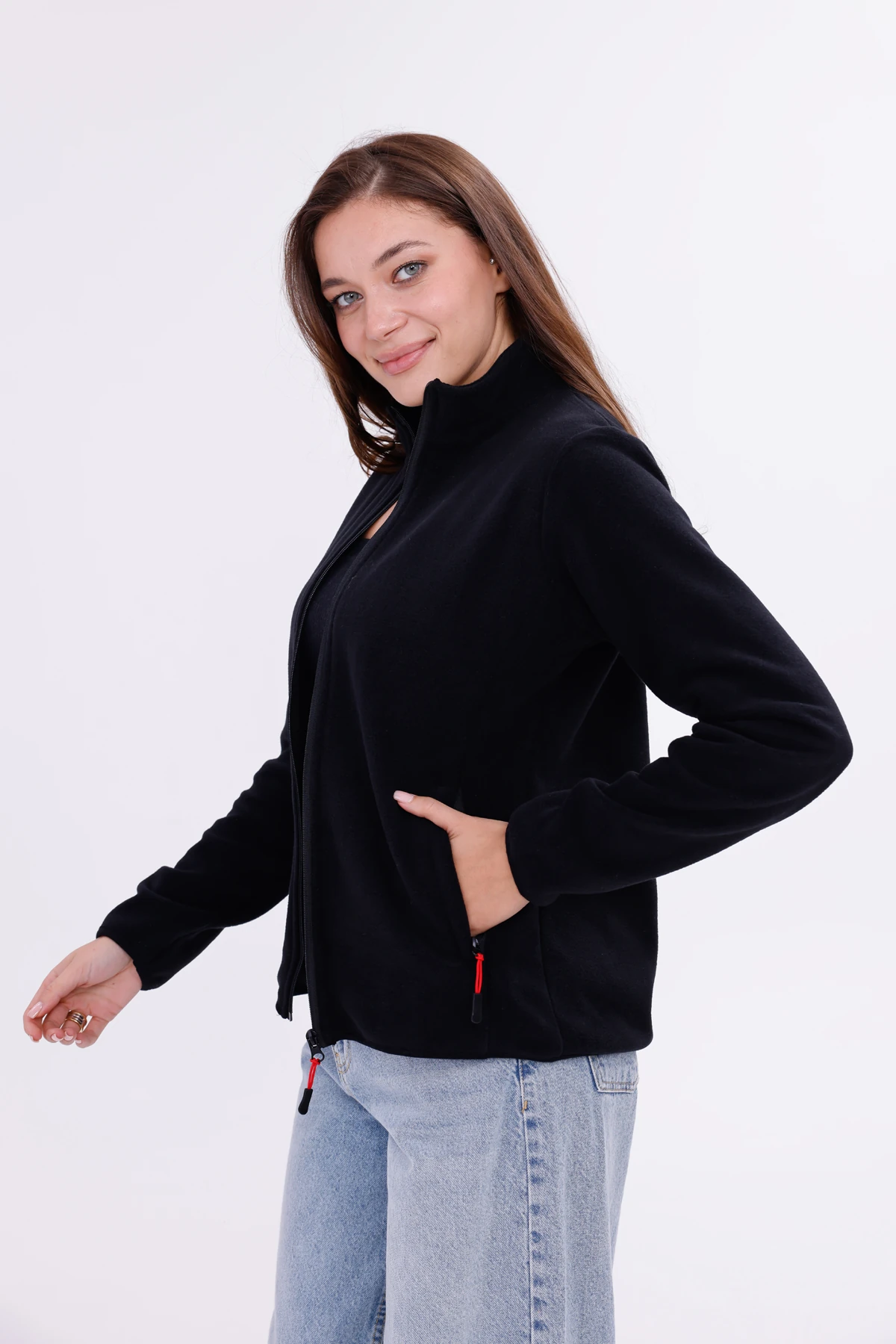 Monox Kadın Slim Fit Tam Fermuarlı Polar Ceket