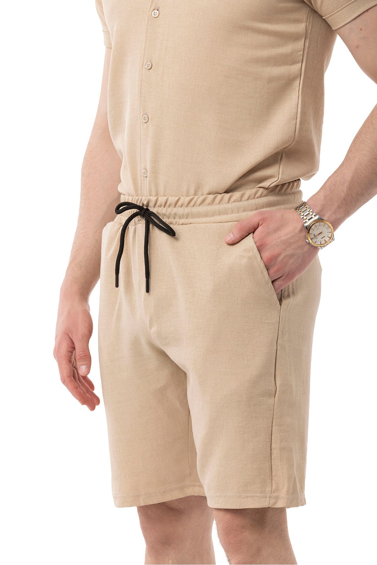 Erkek Mekanik Keten Şort
