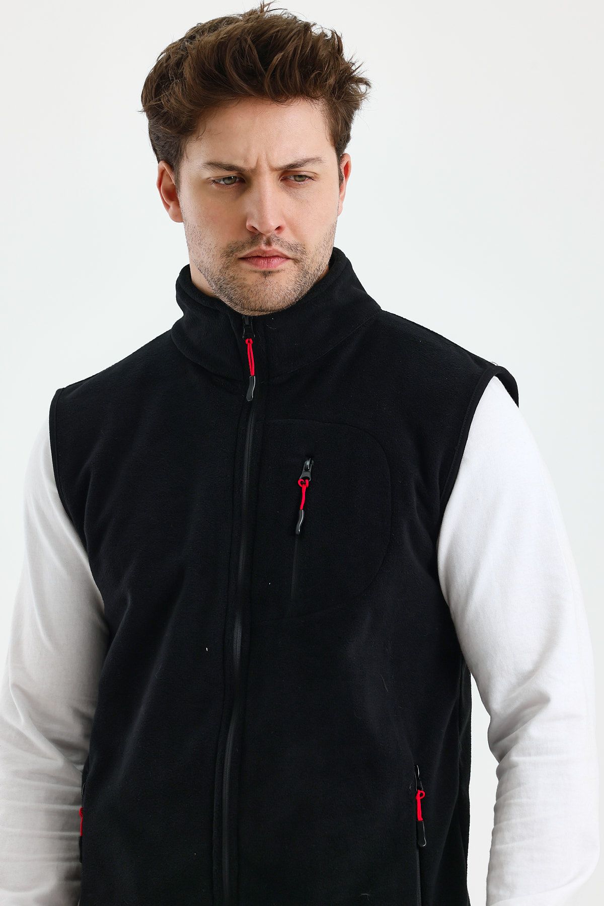 Erkek Tam Fermuarlı Spor Polar Yelek