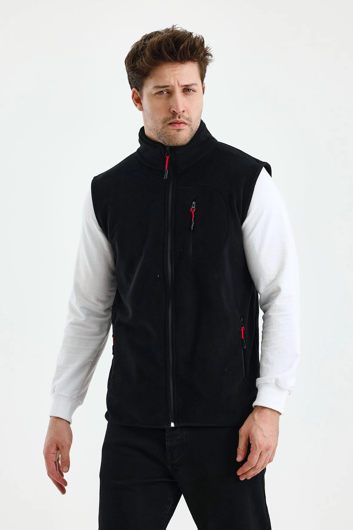 Erkek Tam Fermuarlı Spor Polar Yelek