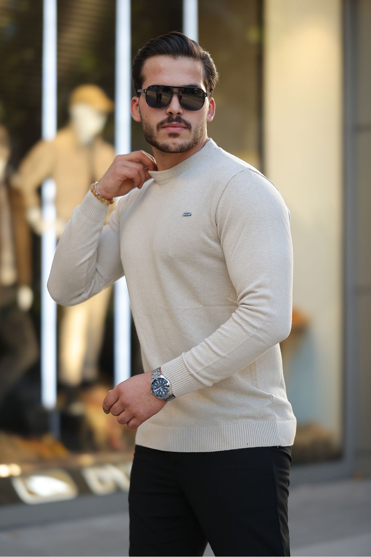 Erkek Pamuk Simit Yaka Triko Kazak