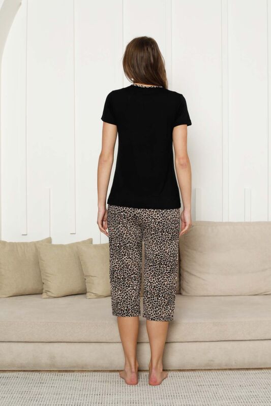 Monox Kadın Leopar Baskı Kısa Kol Bermuda Pijama Takımı
