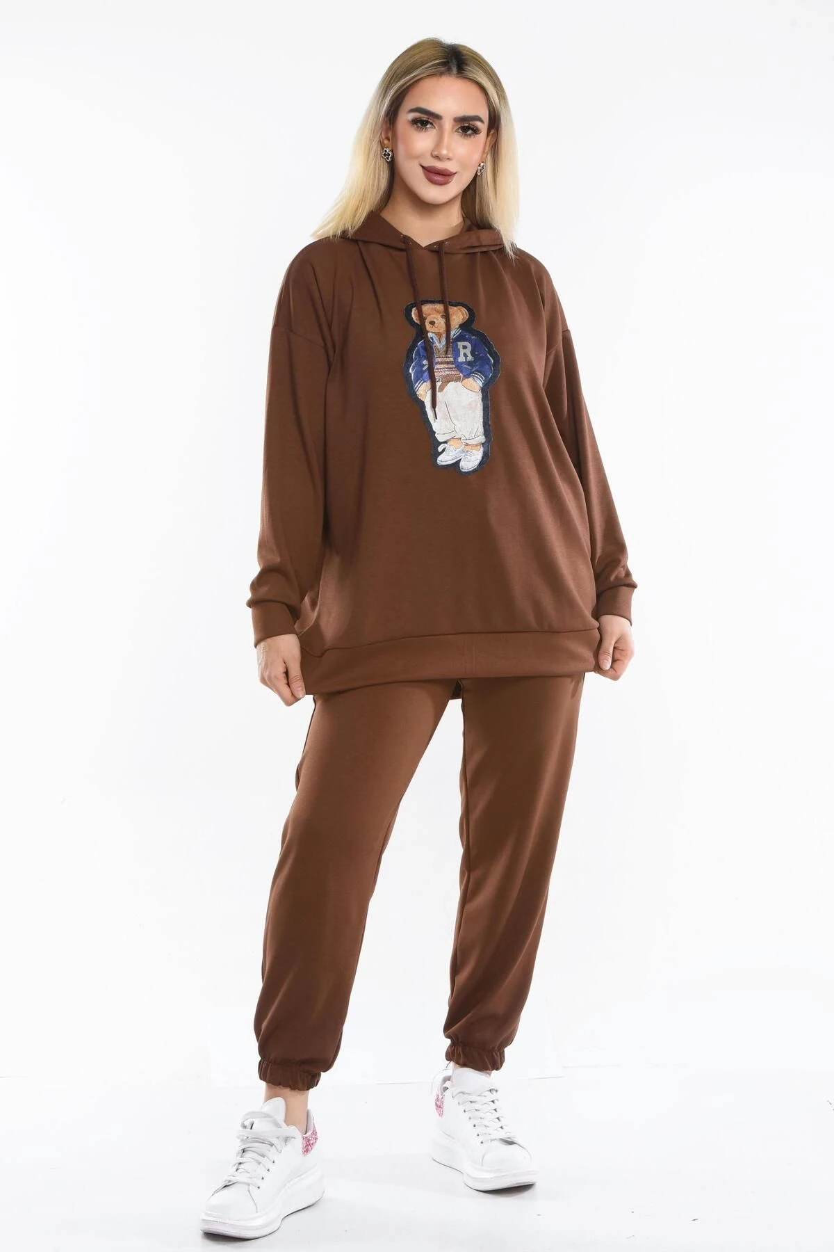 Kadın Oys Paça Lastikli Modal Takım - Kahve