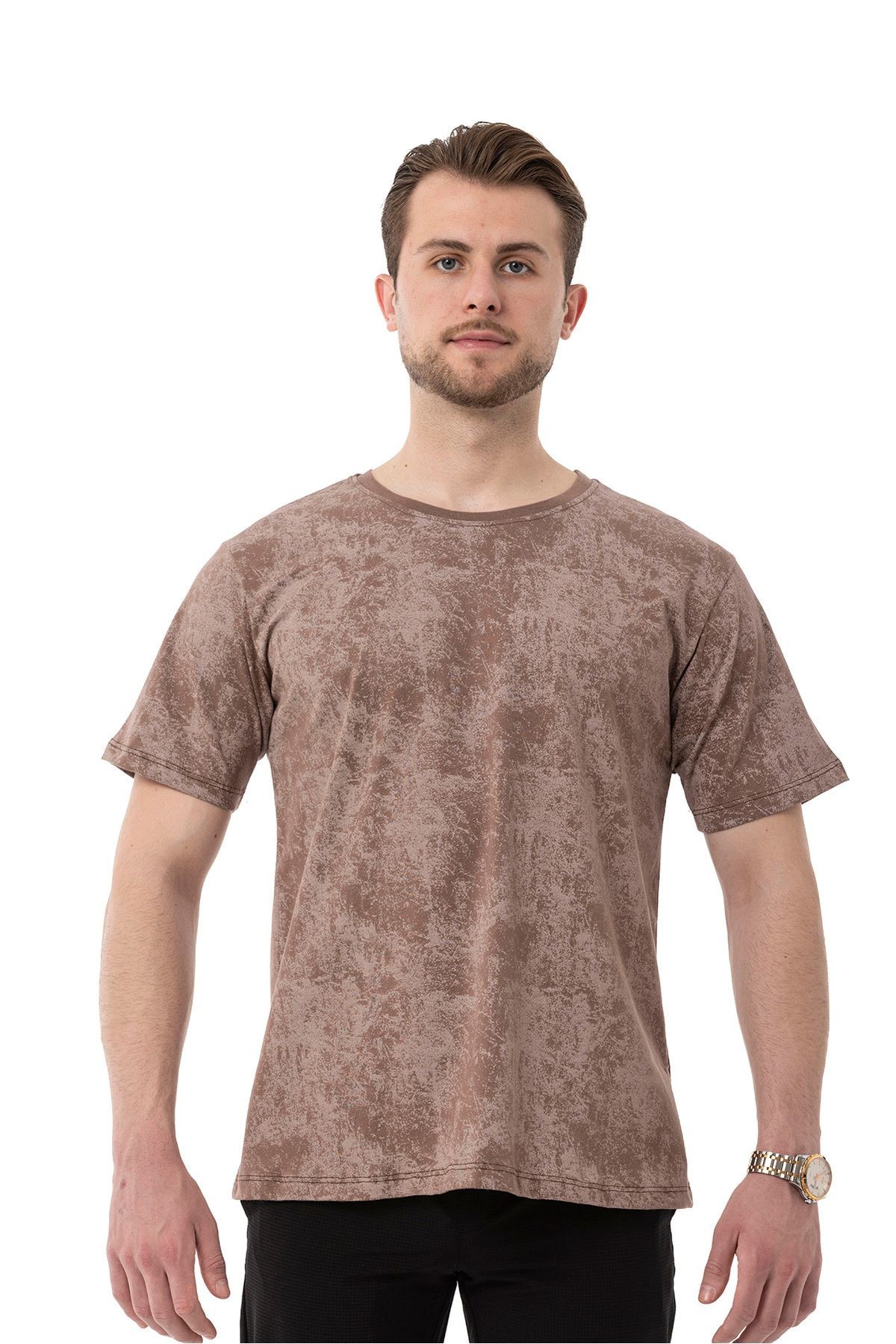 Erkek Baskılı Tshirt - kahve