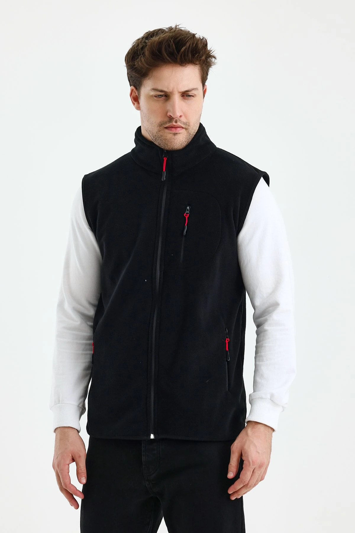 Erkek Tam Fermuarlı Spor Polar Yelek
