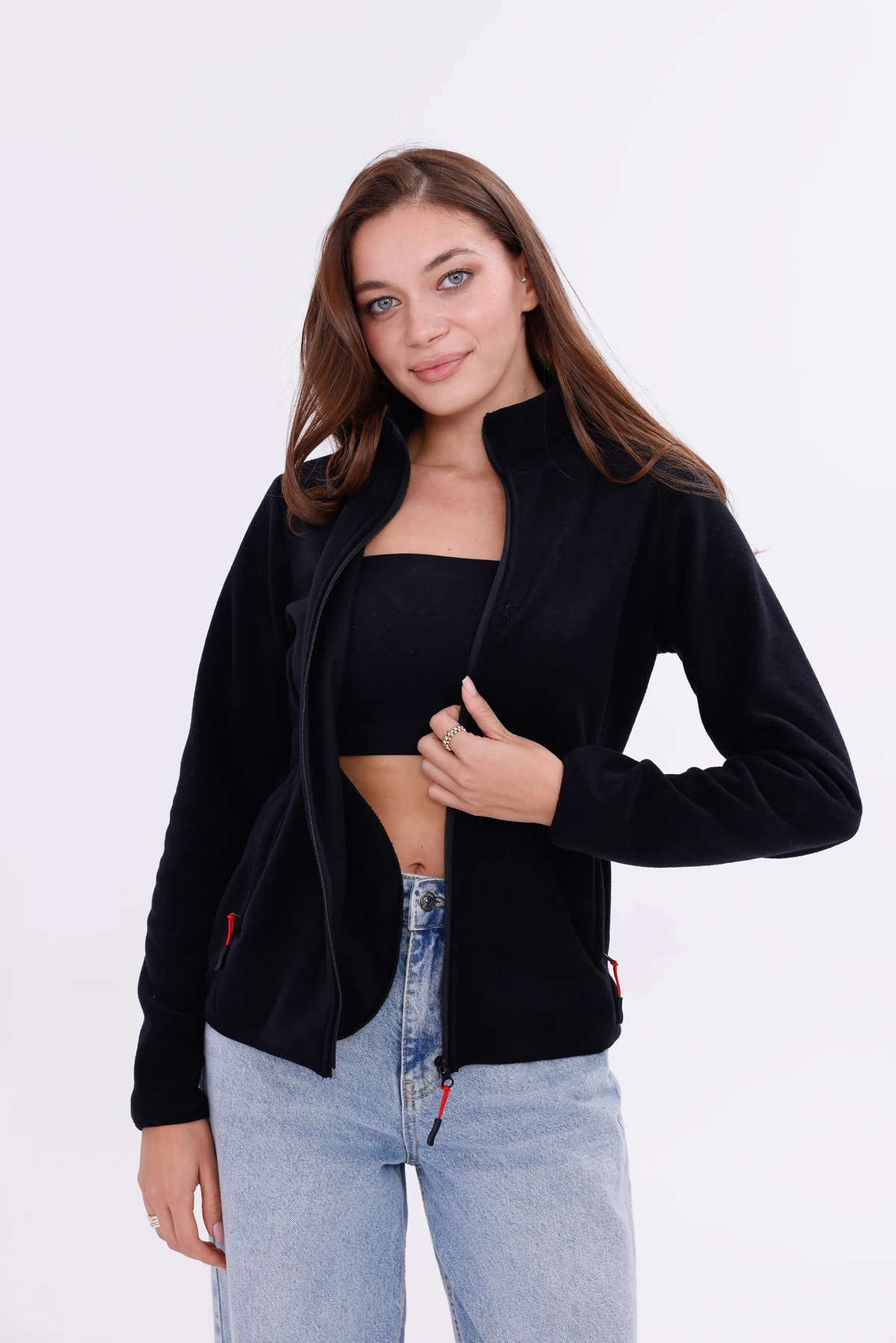 Monox Kadın Slim Fit Tam Fermuarlı Polar Ceket