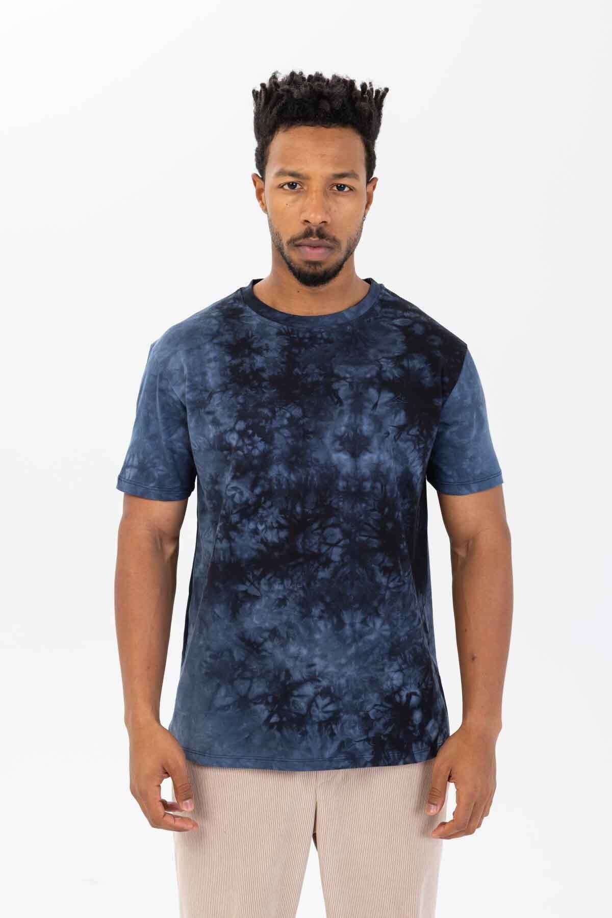 Erkek Batik Baskı Tshirt - siyah