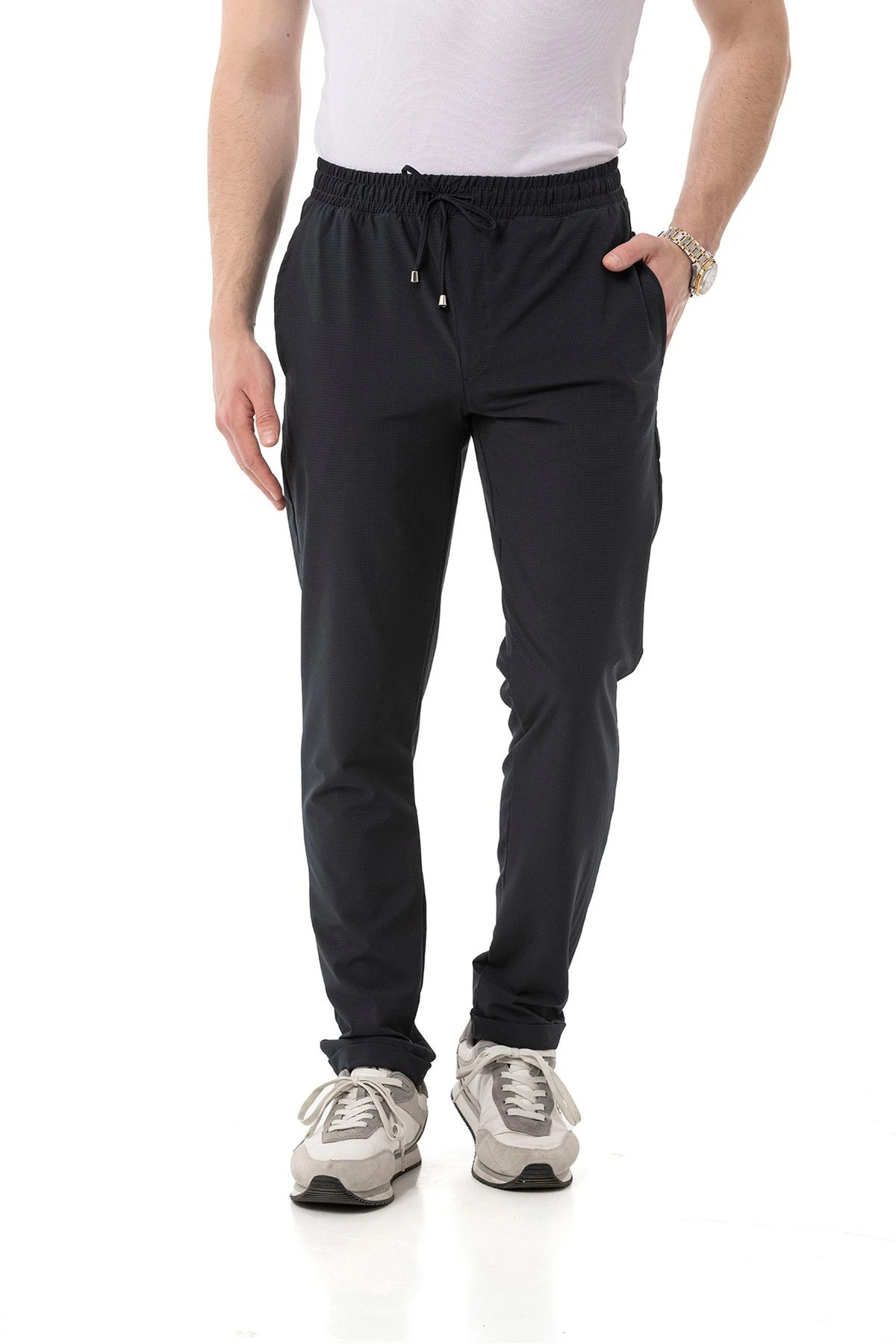 Erkek Slim Fit Likralı Jogger Pantolon - Petrol