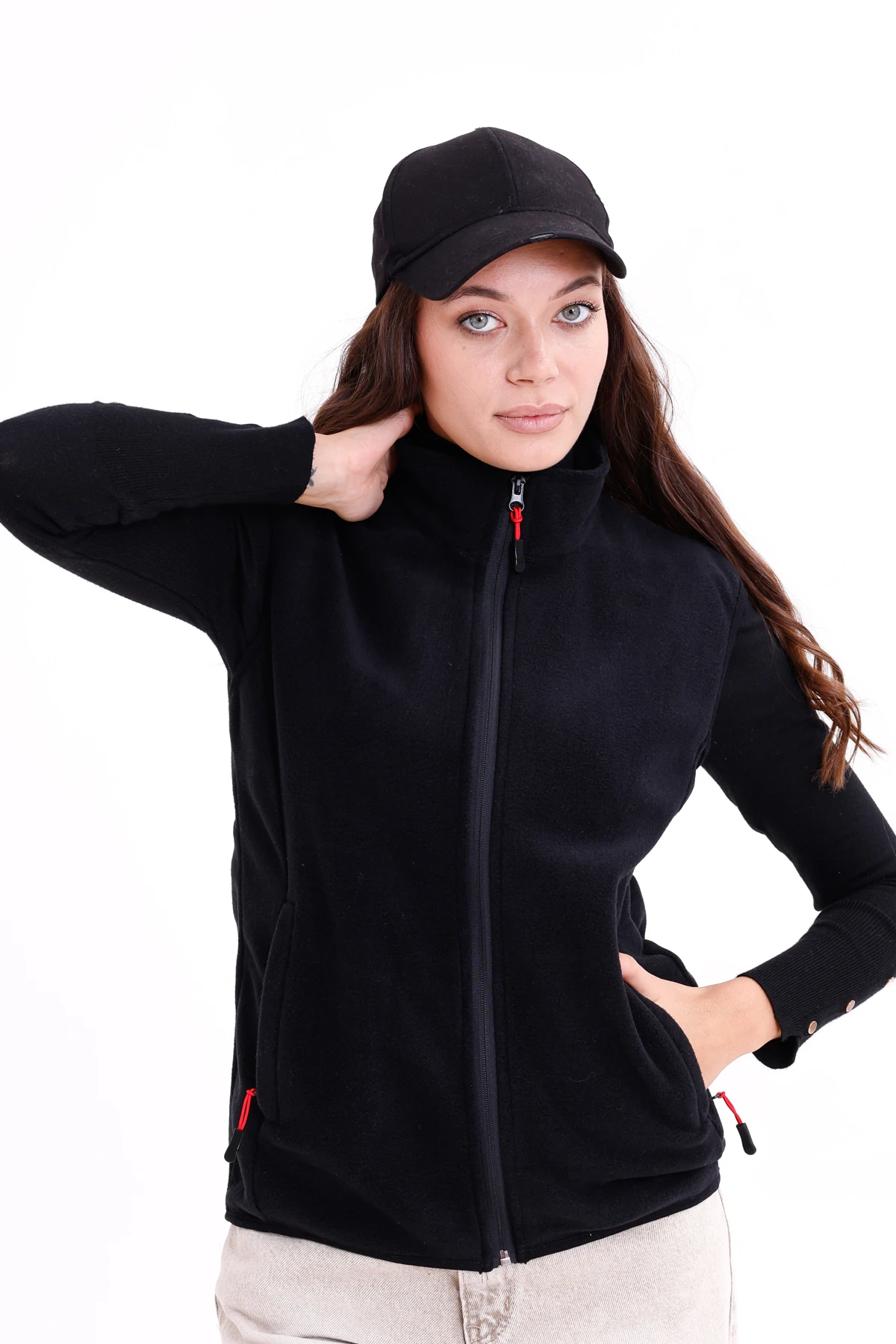 Monox Kadın Slim Fit Tam Fermuarlı Polar Yelek