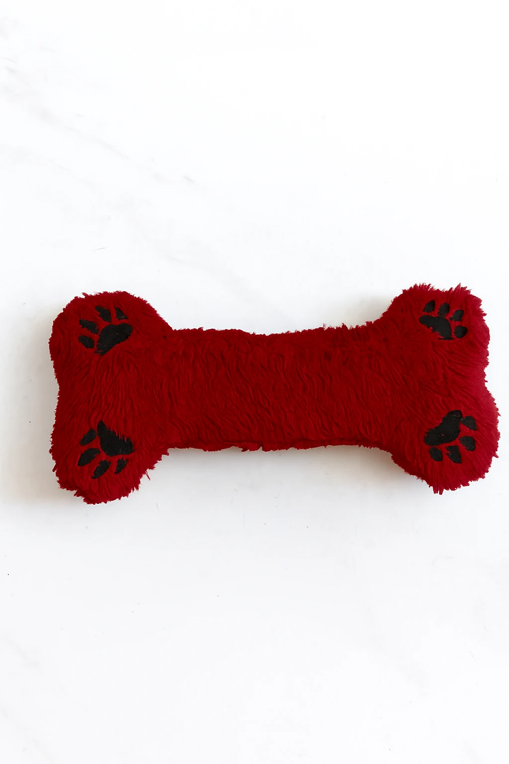 Monox Wellsoft (Peluş) Kemik Şekilli Pati Nakışlı Köpek Oyuncağı - Bordo