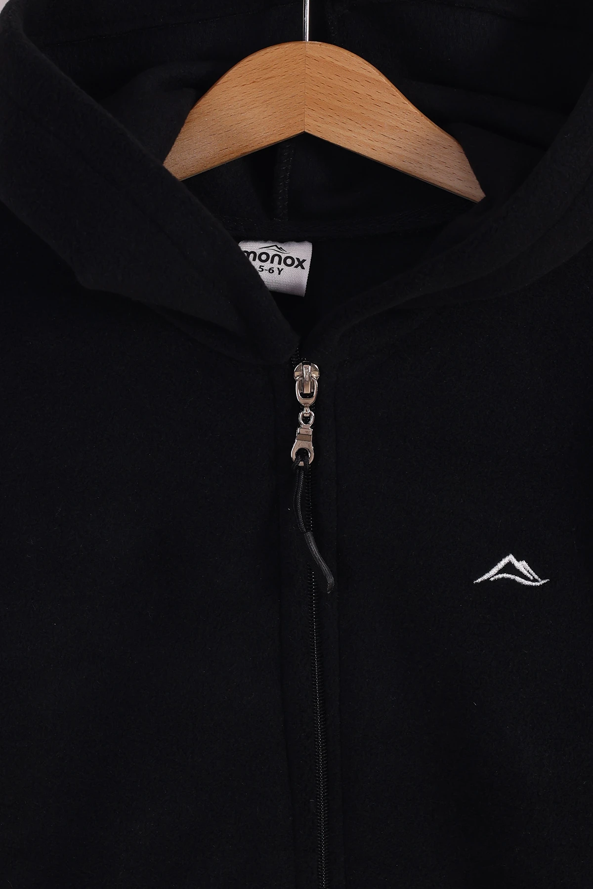 Monox Lastik Manşetli Fermuarlı Kapüşonlu Çocuk Unisex Polar Ceket