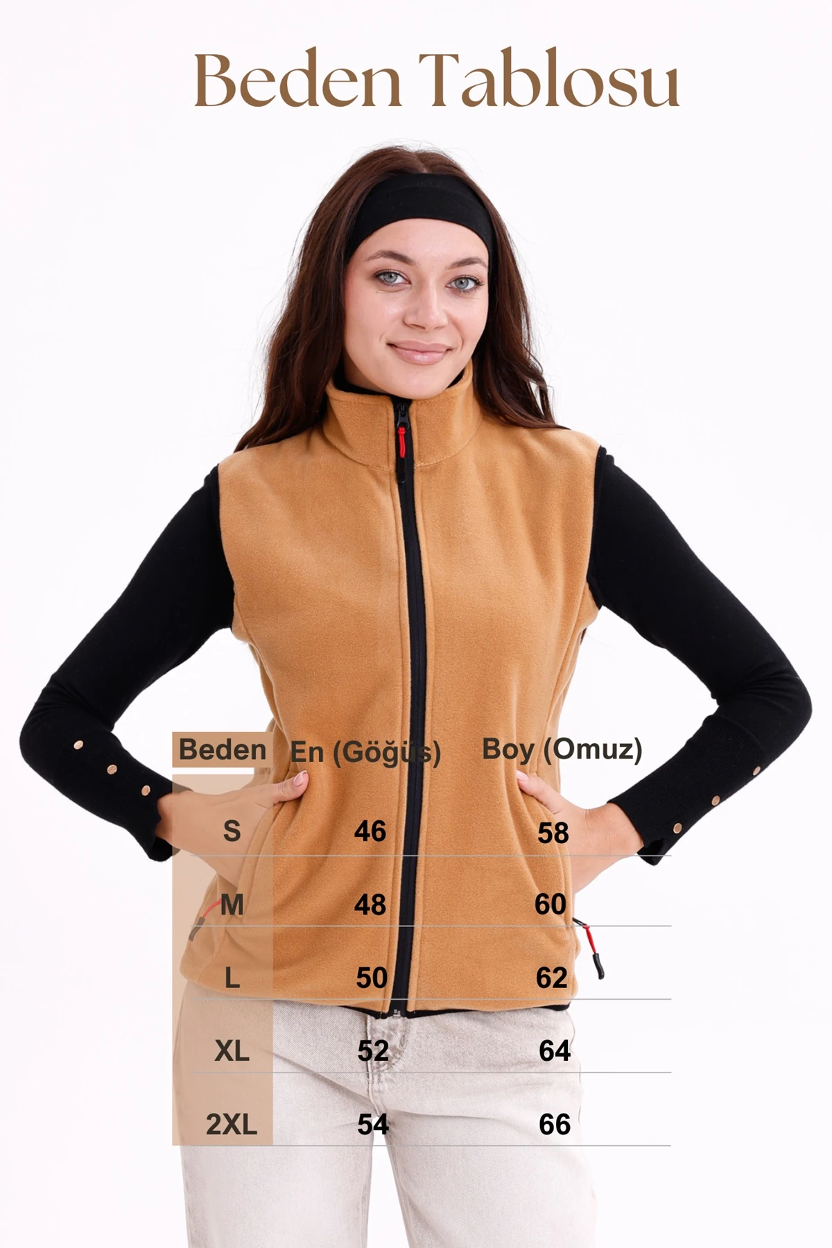 Monox Kadın Slim Fit Tam Fermuarlı Polar Yelek