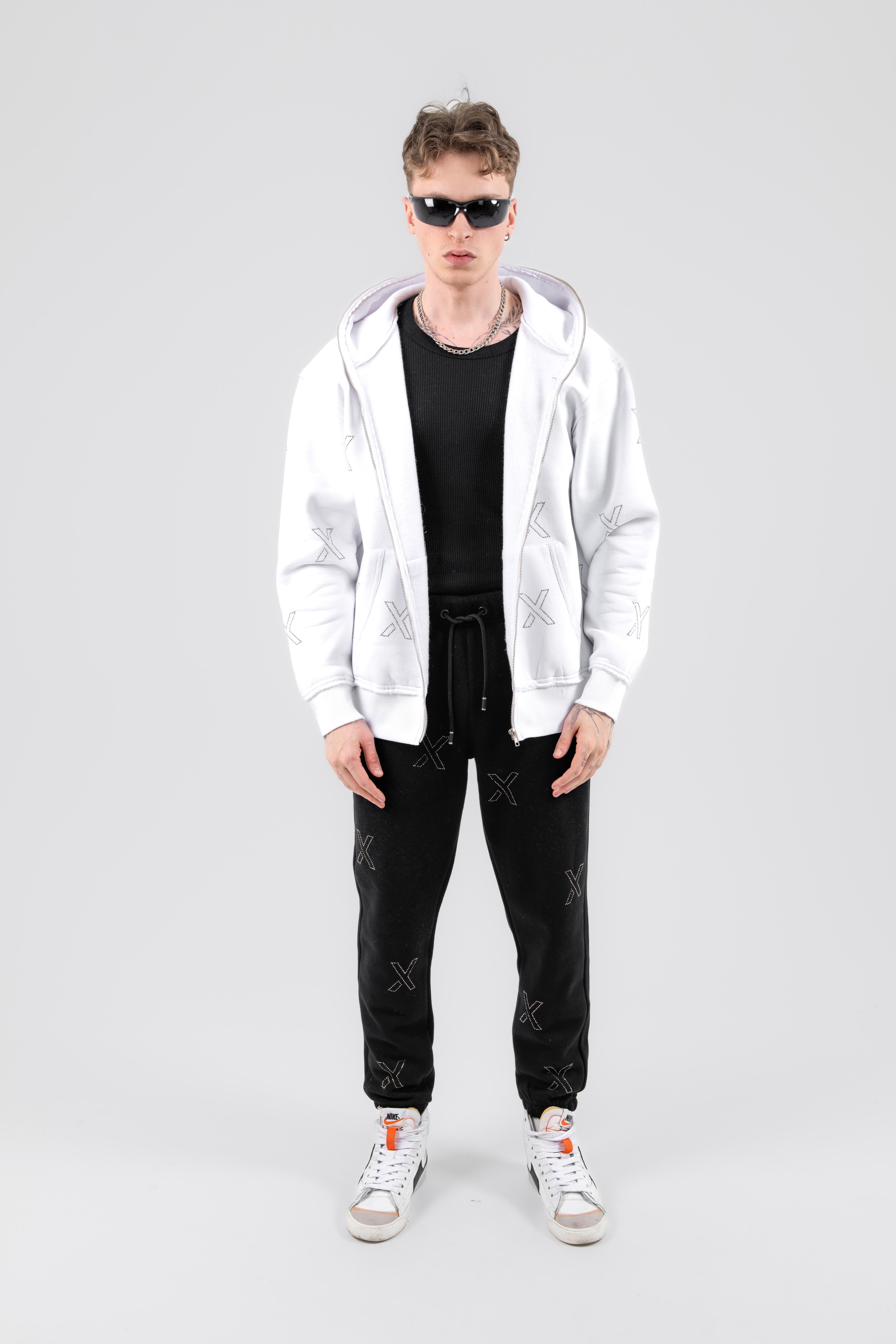 Beyaz FULLZIP RHINESTONE HOODIE