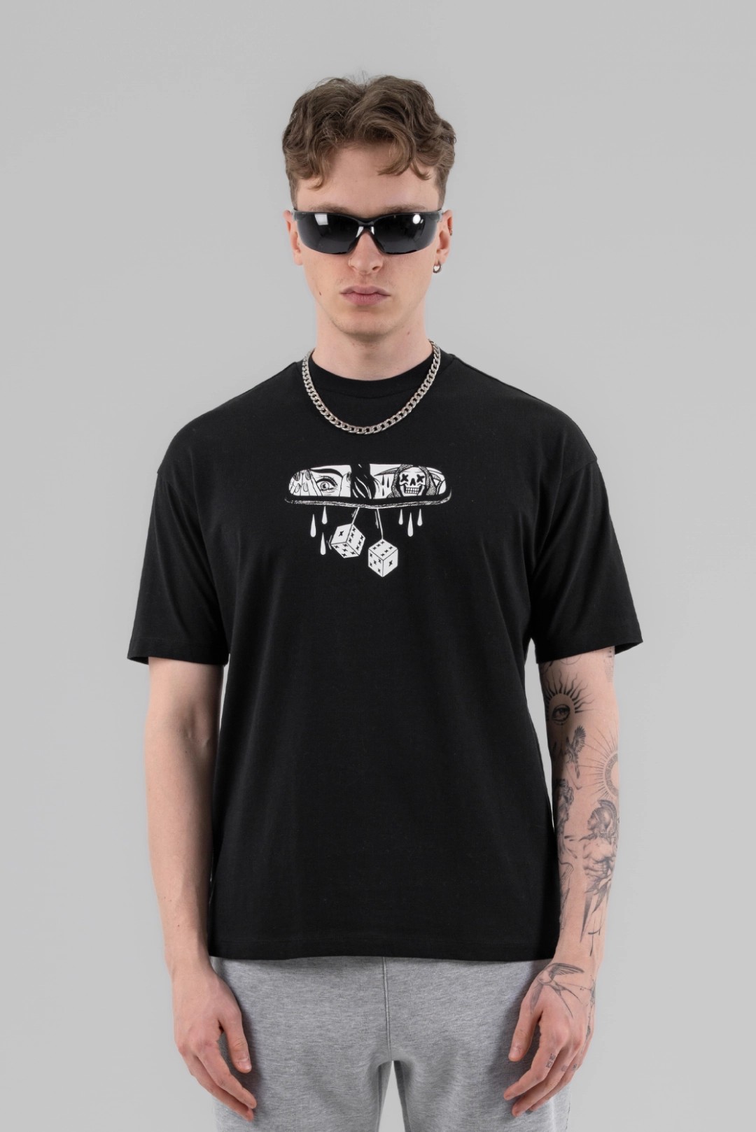 Siyah BACK MIRROR OVERSIZE T-SHIRT