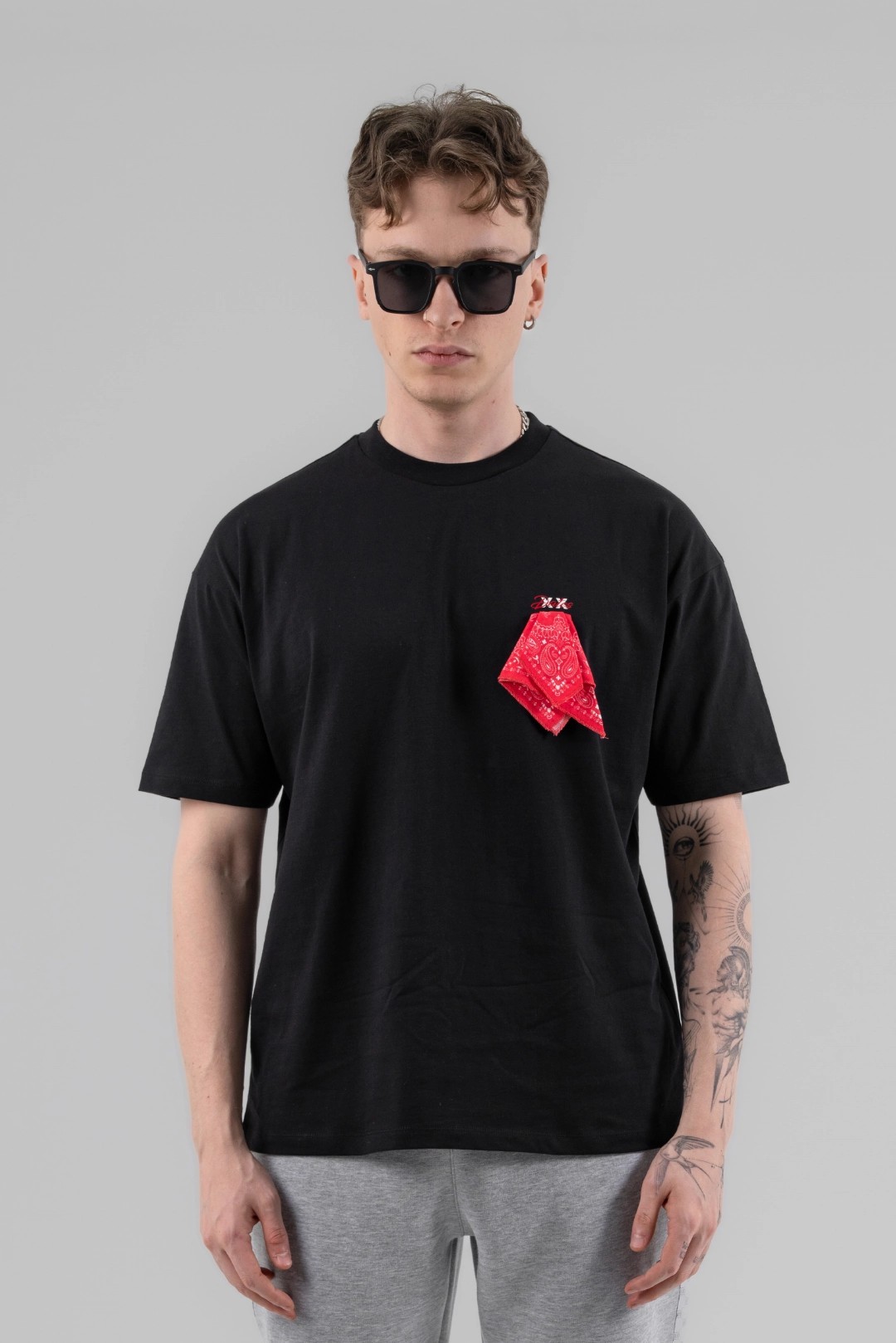 Siyah BANDANA OVERSIZE T-SHIRT