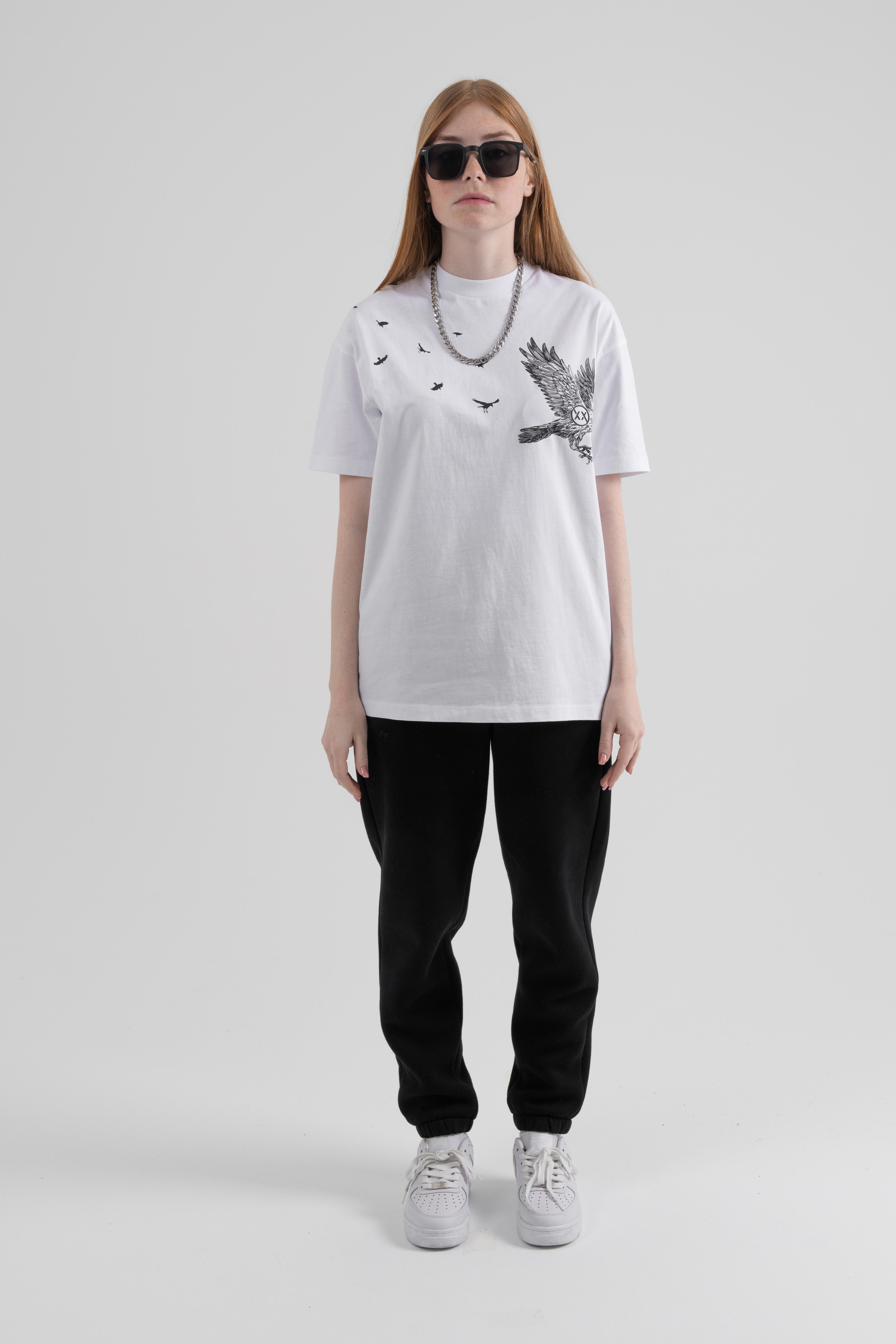 Beyaz RAVEN TEE OVERSIZE T-SHIRT