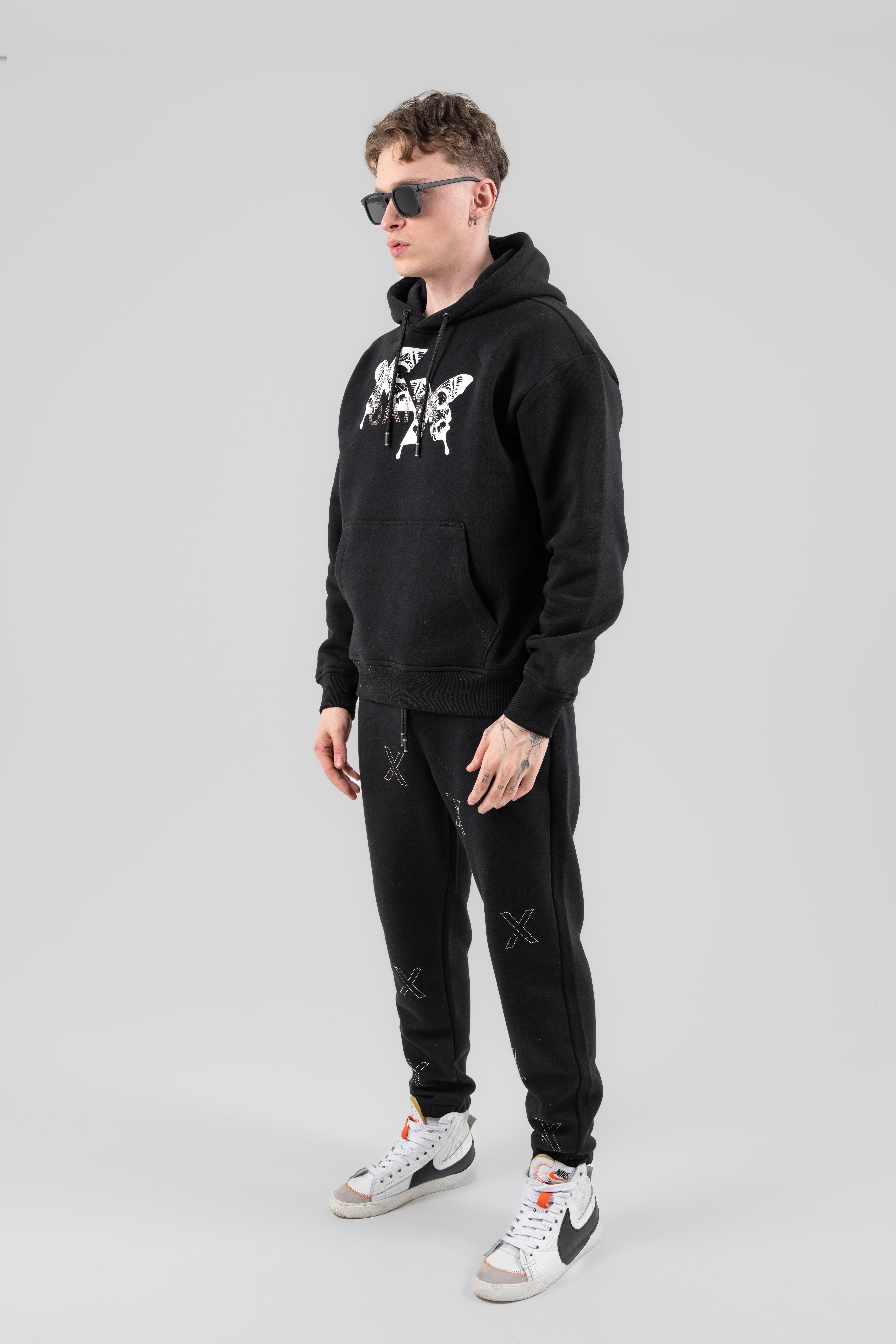 Siyah BUTTERFLY OVERSIZE HOODIE
