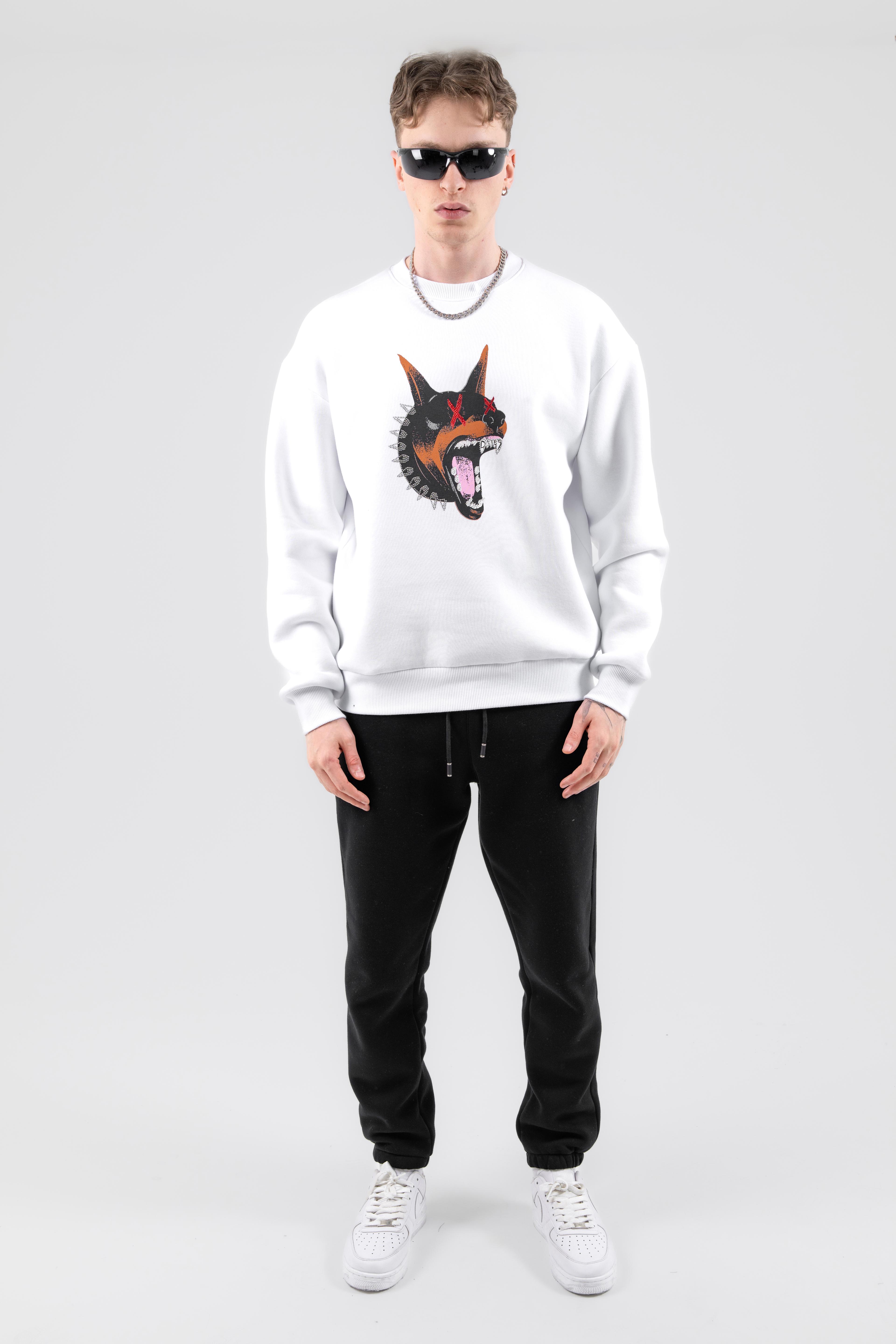DOBERMAN CREWNECK OVERSIZE WHITE
