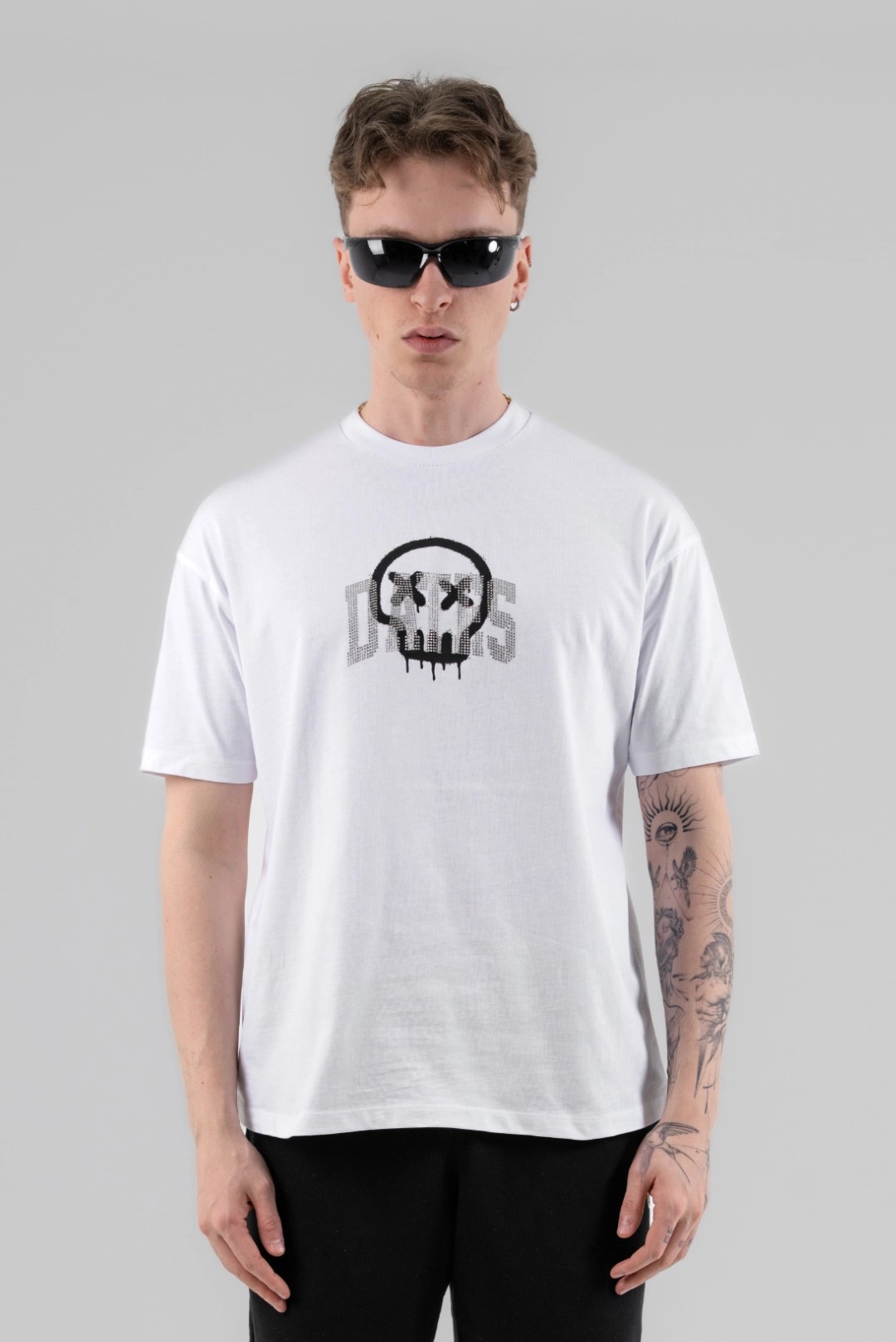 Beyaz SKULL SPRAY OVERSIZE T-SHIRT