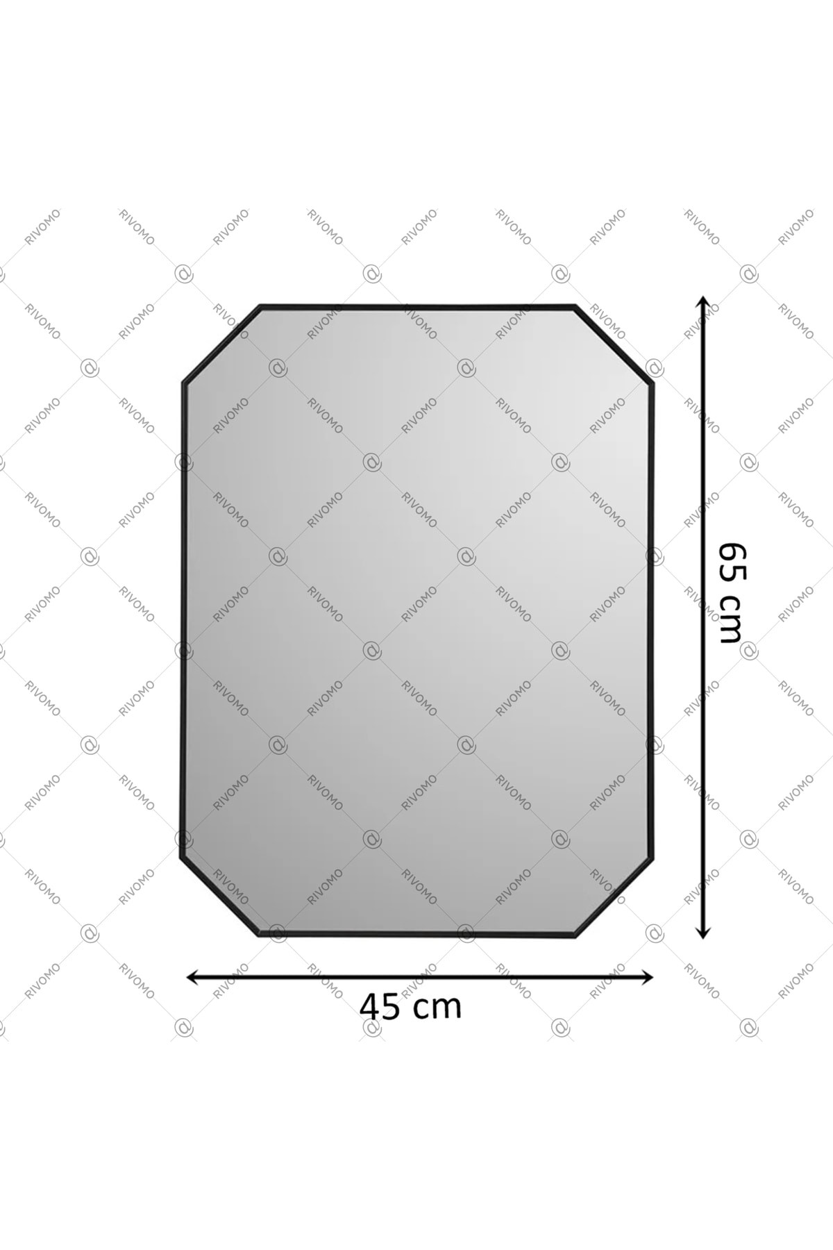 Rivomo Siyah Sekizgen 65x45 Dekoratif Banyo Aynası