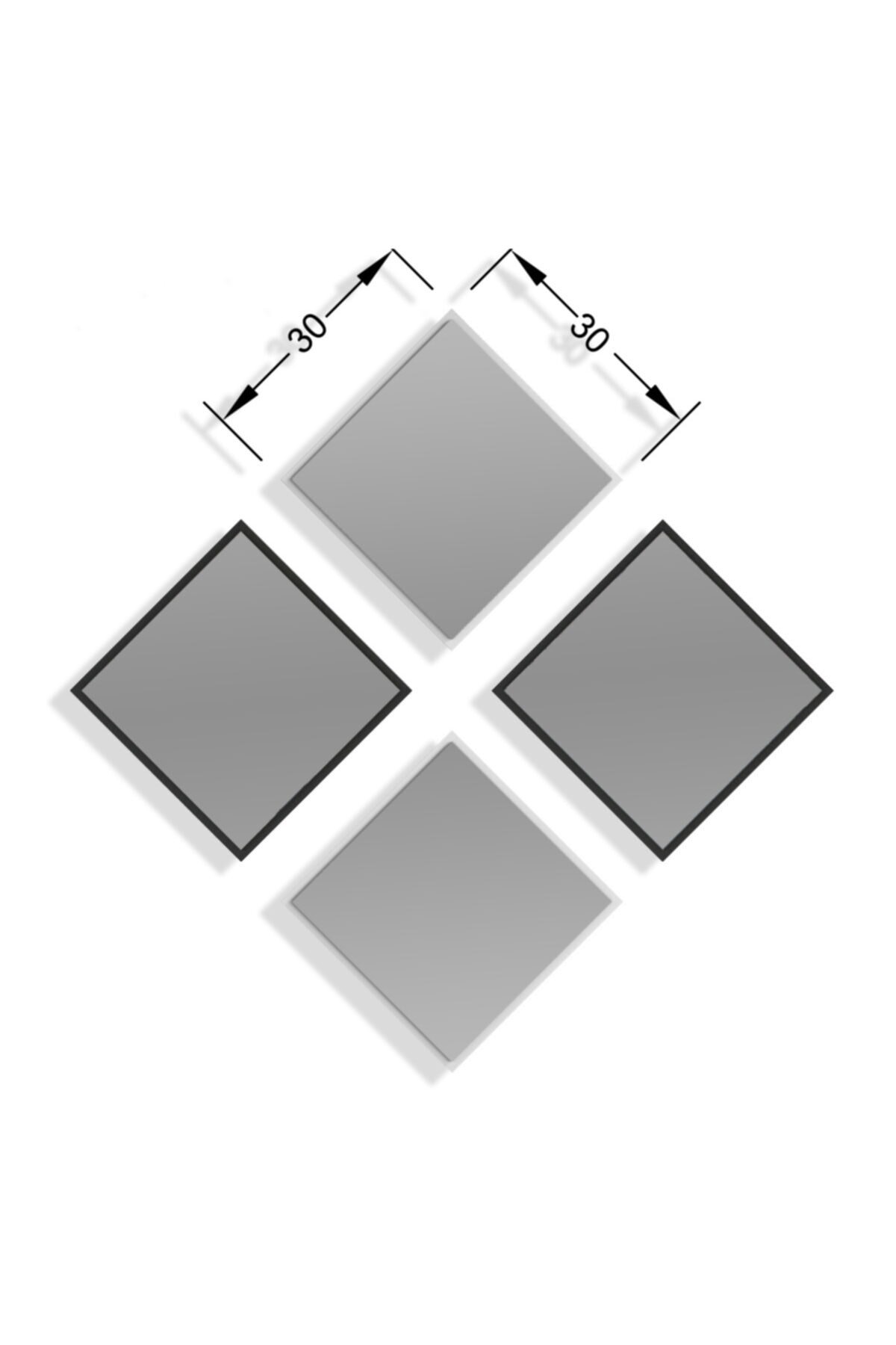 Siyah-beyaz 30x30 Dekoratif Ayna 4'lü