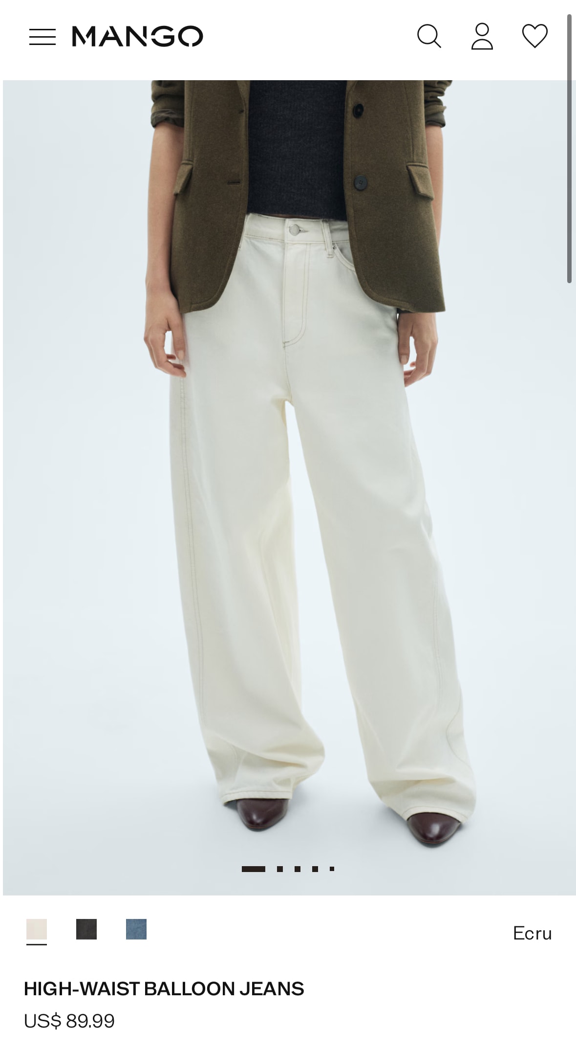 MNG Ekru Wide Leg Jean