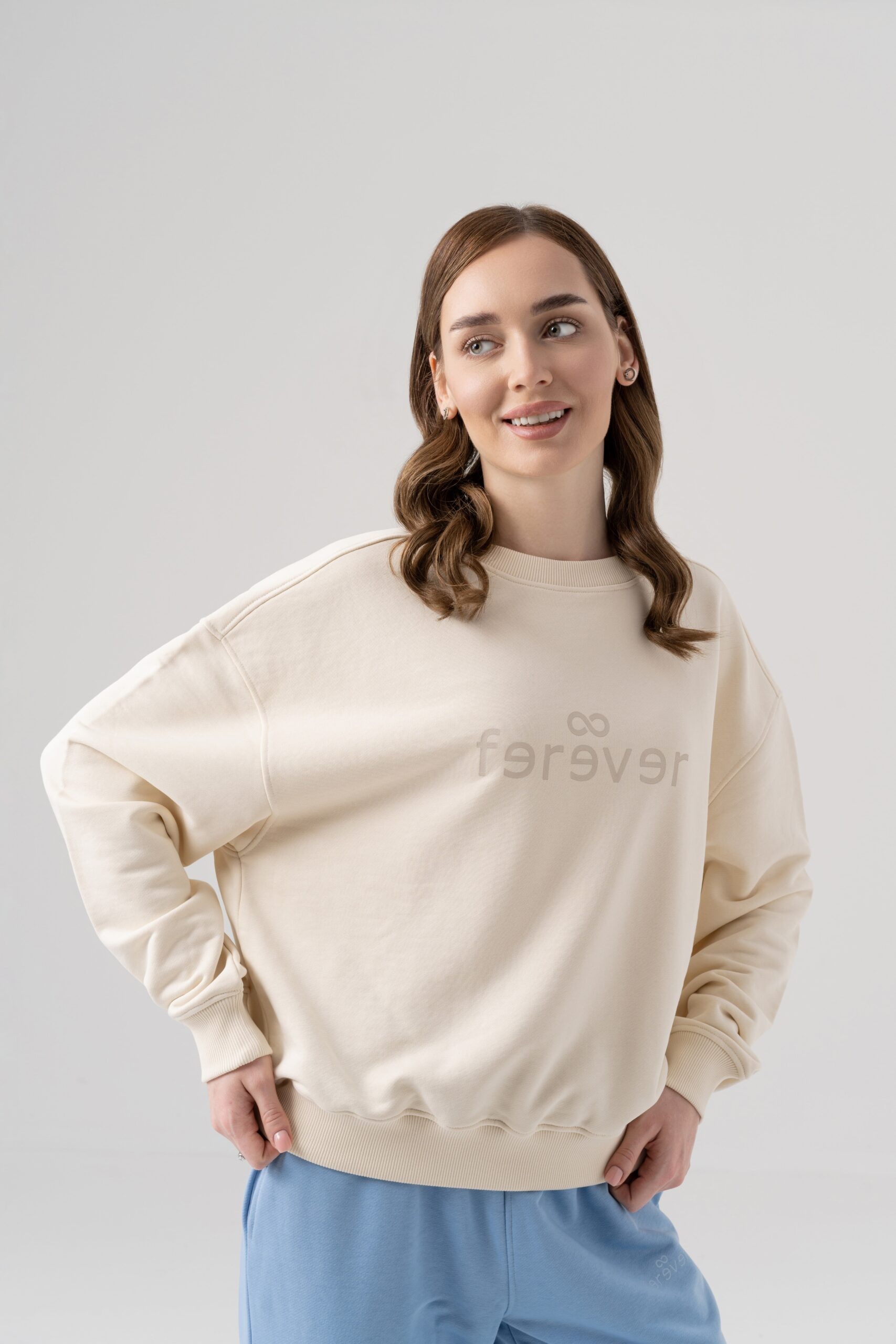 Frvr Unisex Oversize Sweatshirt - Bej