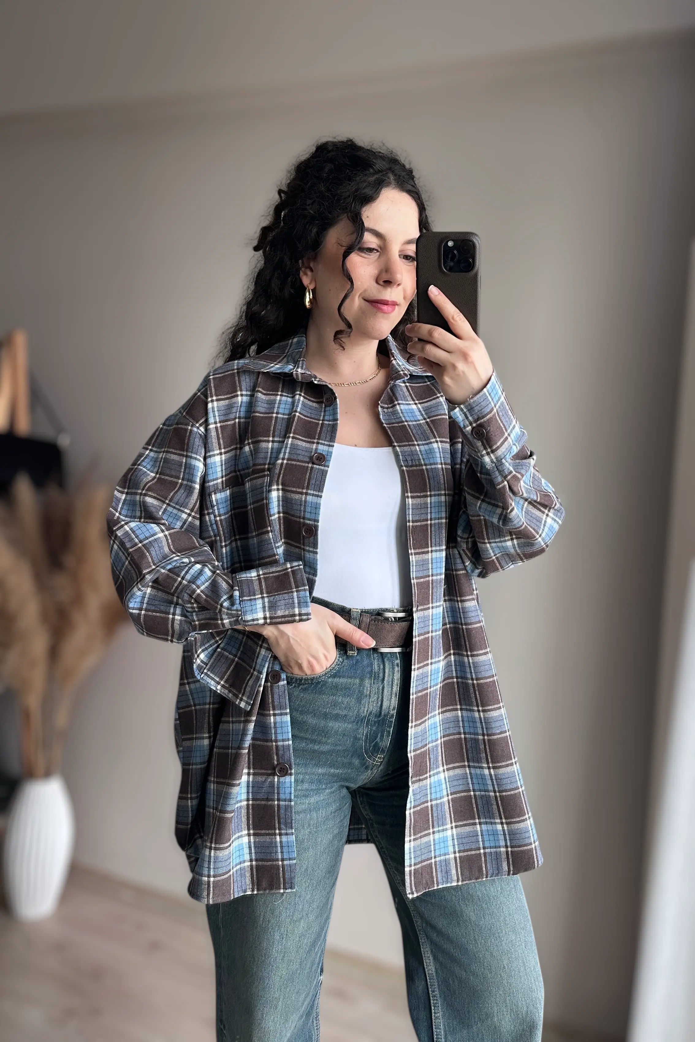 Ekose Oversize Gömlek