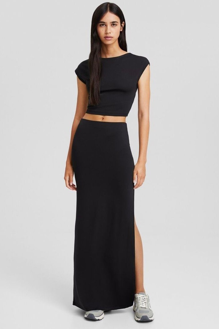 BRSHK Siyah Sırt Dekolteli Crop