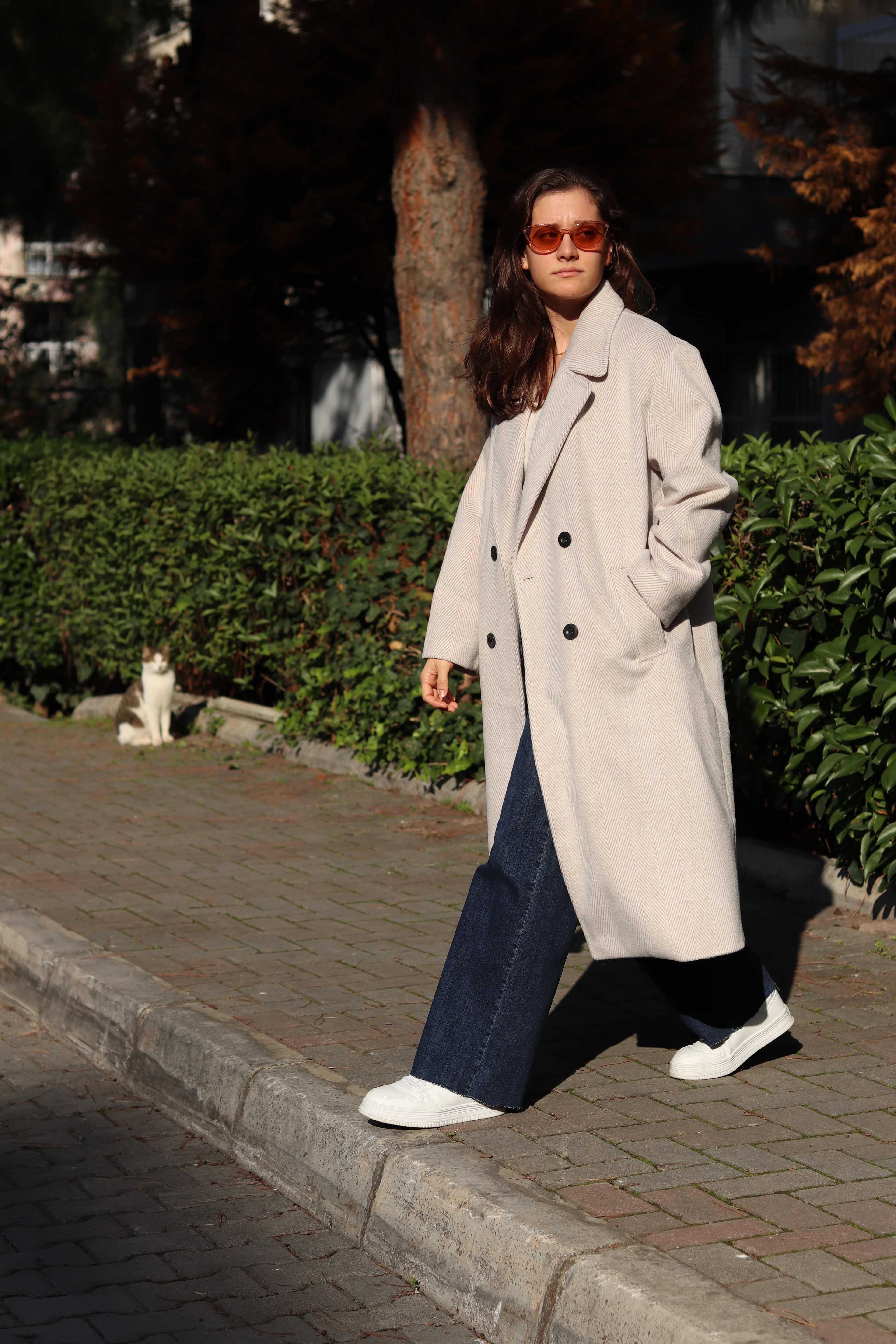 MD Yün Karışımlı Uzun Kaban - Bej