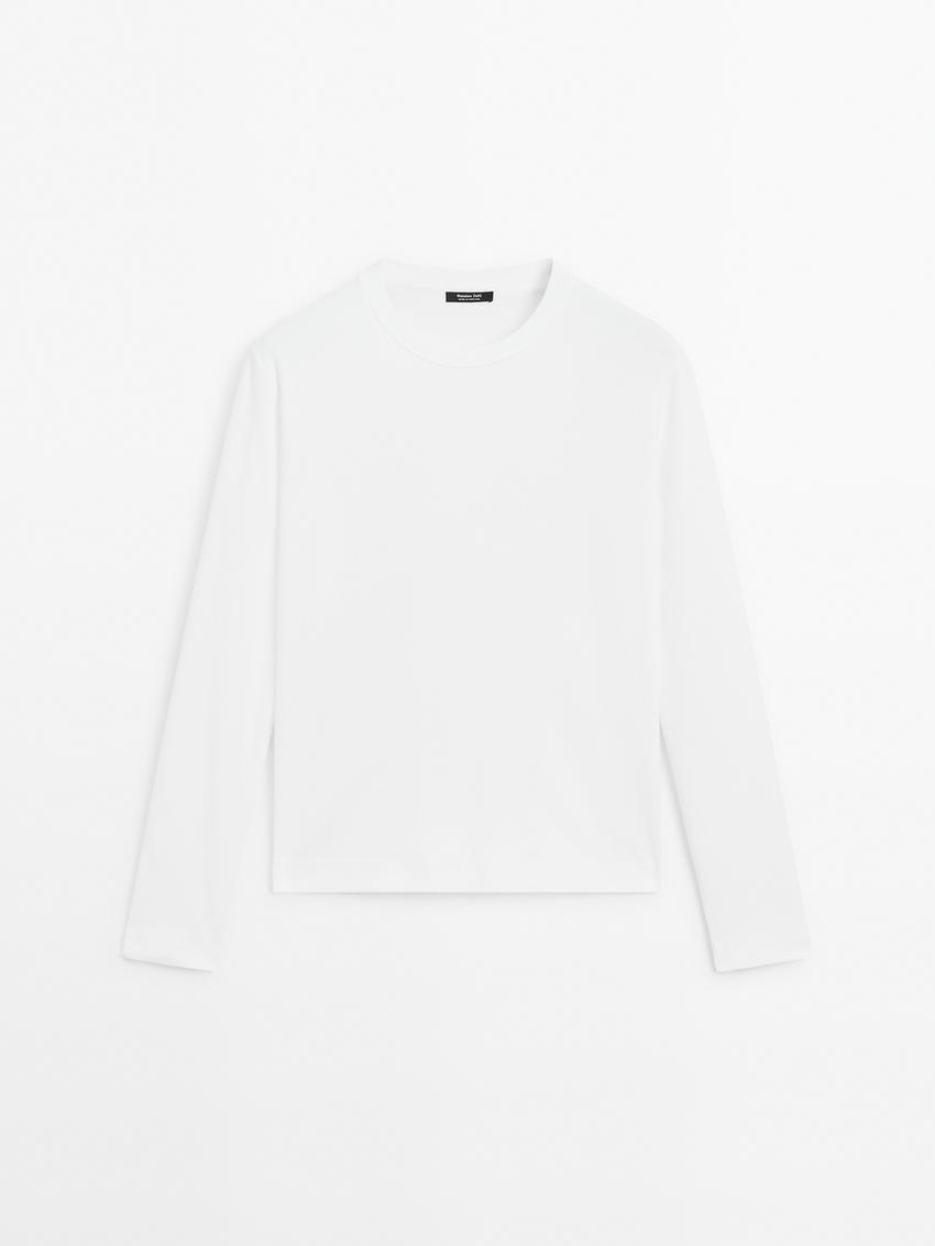 MD Uzun Kollu Basic Tshirt - %100 Pamuk - Beyaz