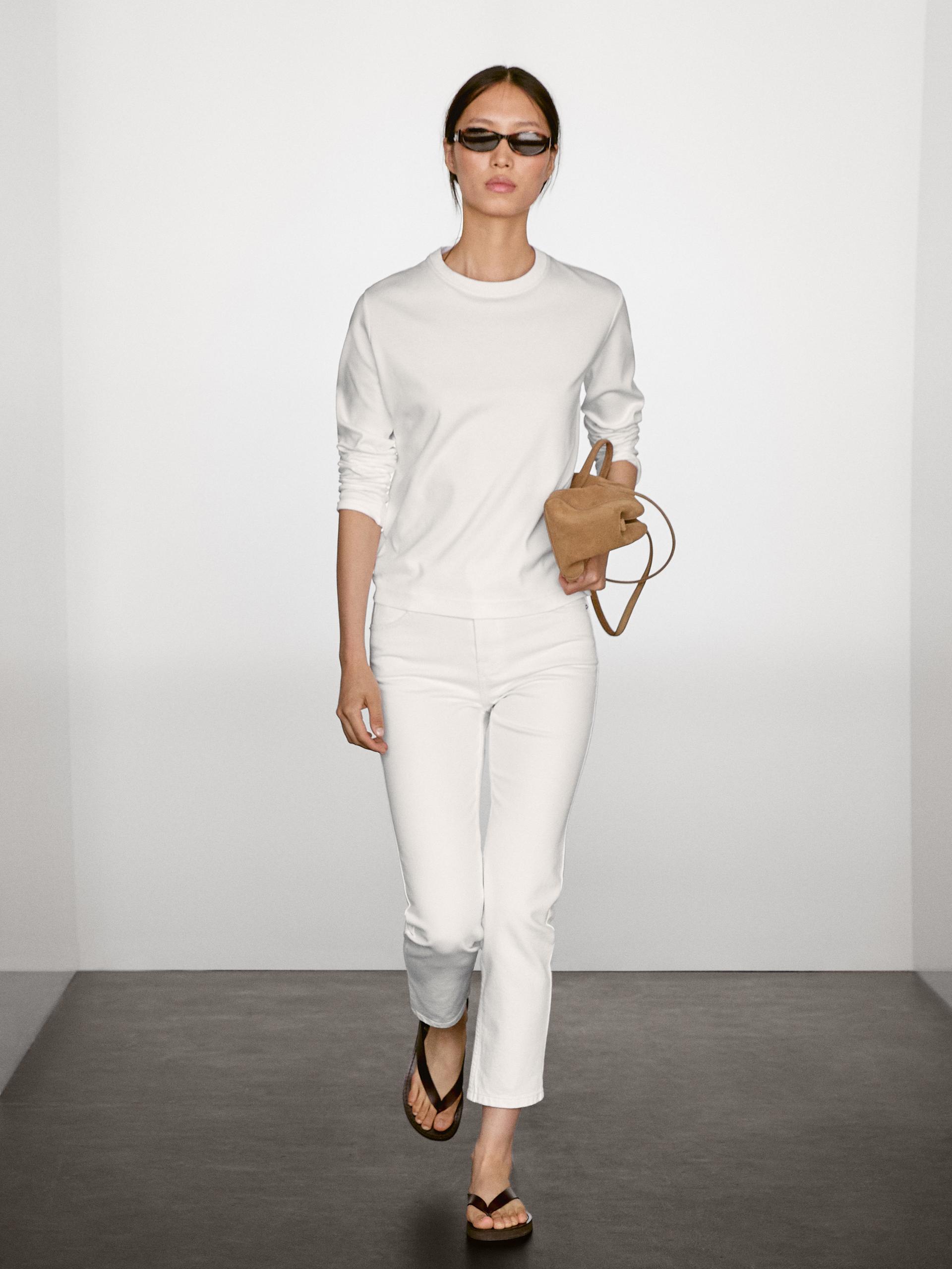 MD Uzun Kollu Basic Tshirt - %100 Pamuk - Beyaz