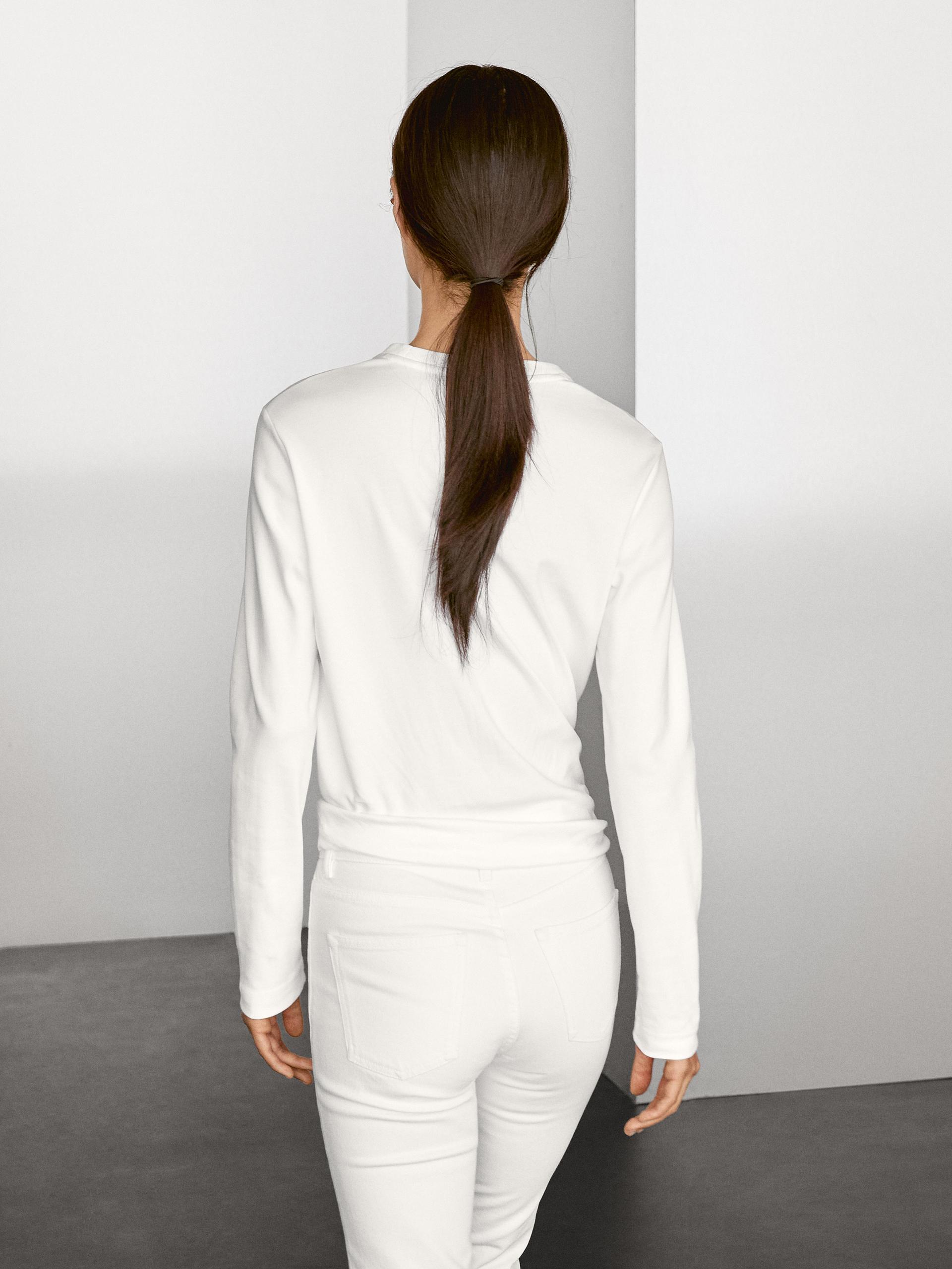 MD Uzun Kollu Basic Tshirt - %100 Pamuk - Beyaz