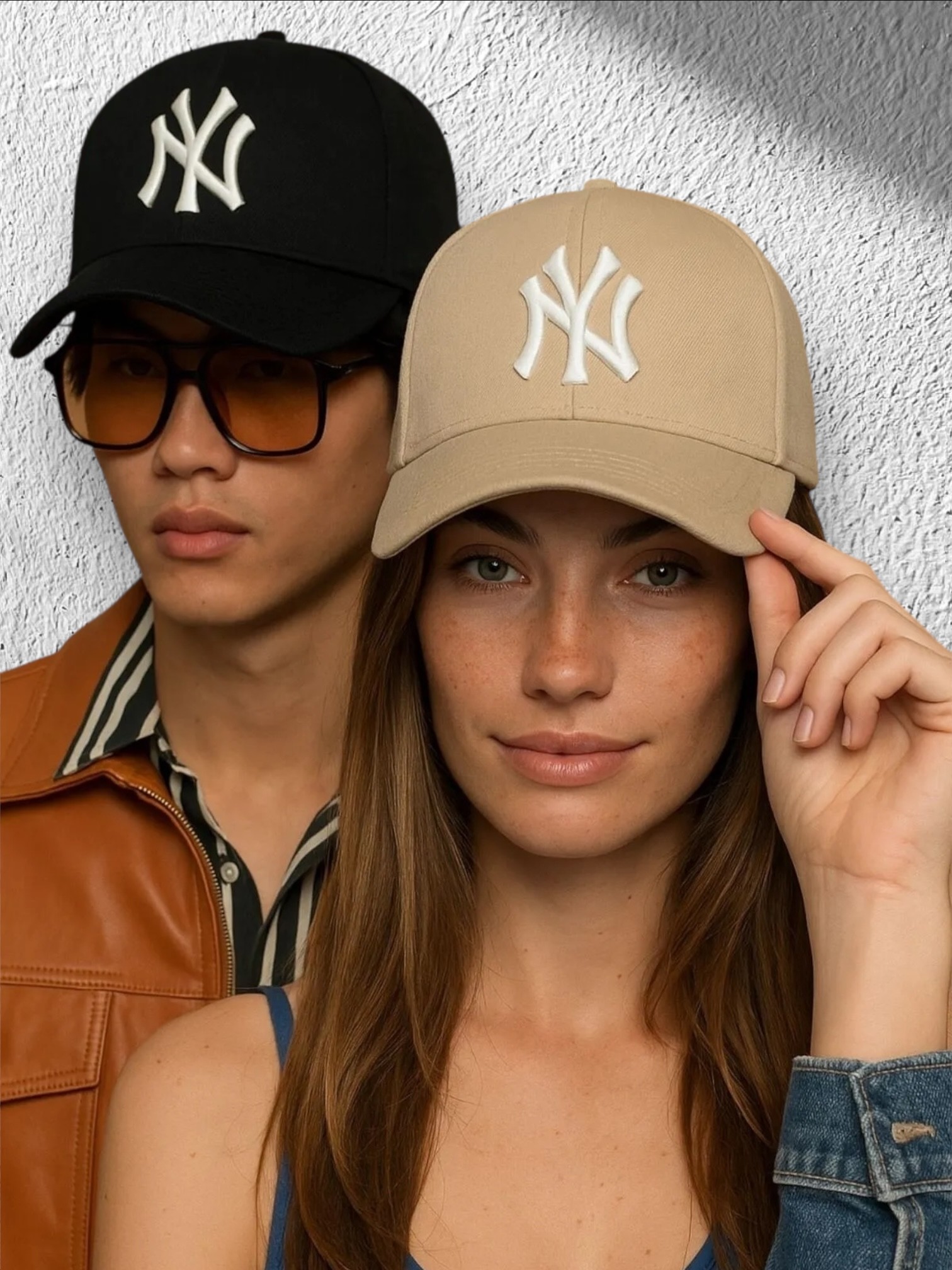 NY Nakışlı Unisex Şapka - Siyah - Beyaz