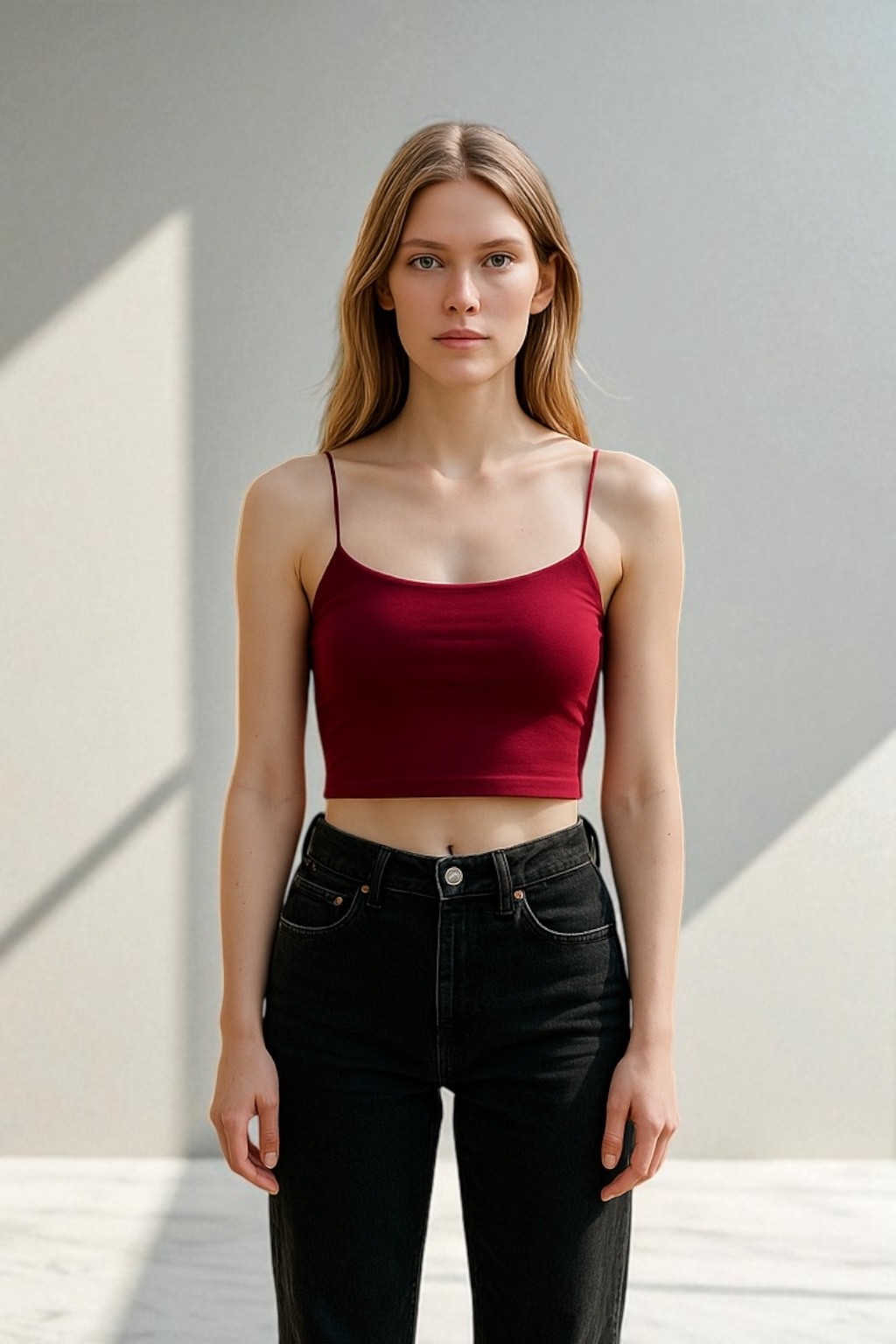 İp Askılı Crop - Bordo