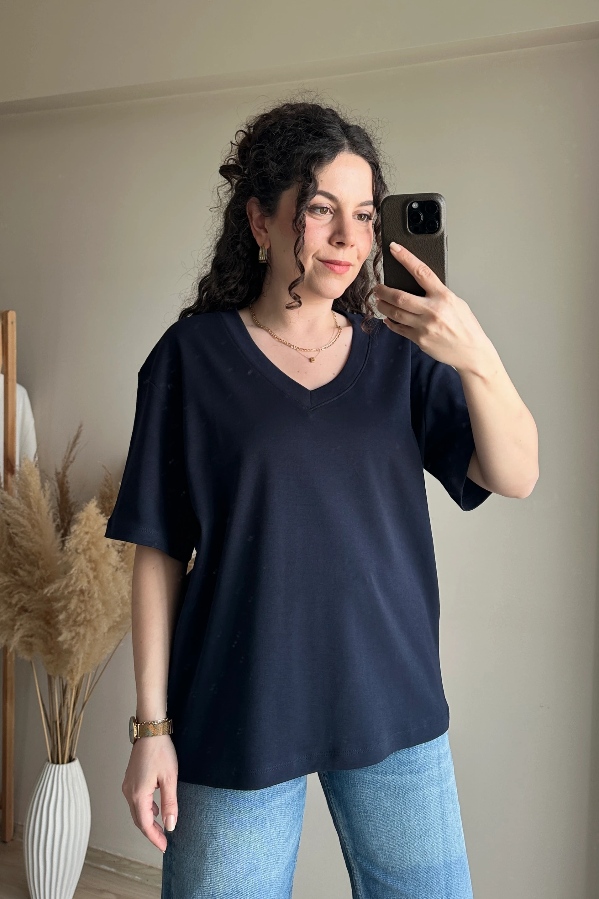 MD V Yaka Basic Tshirt - Lacivert