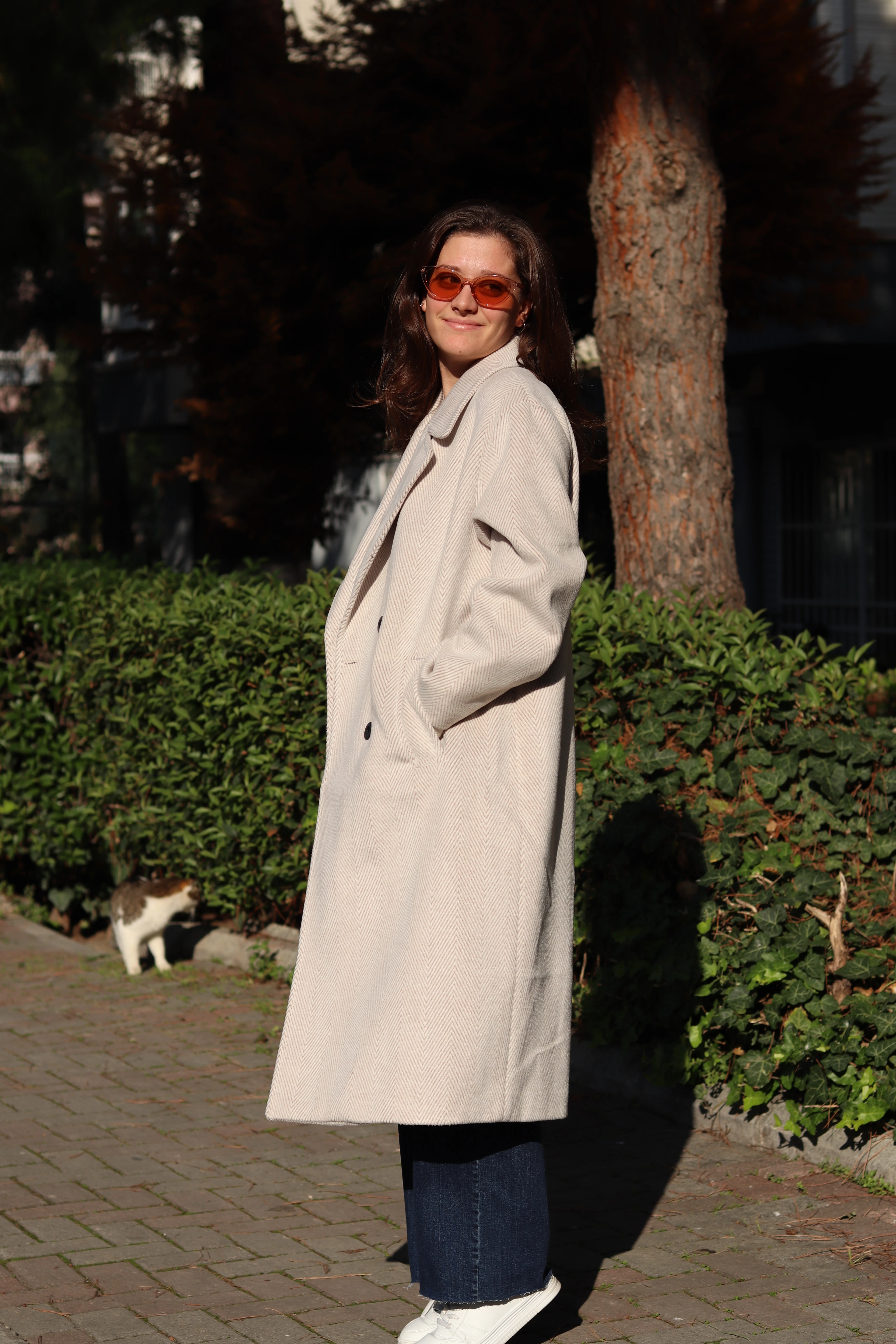 MD Yün Karışımlı Uzun Kaban - Bej