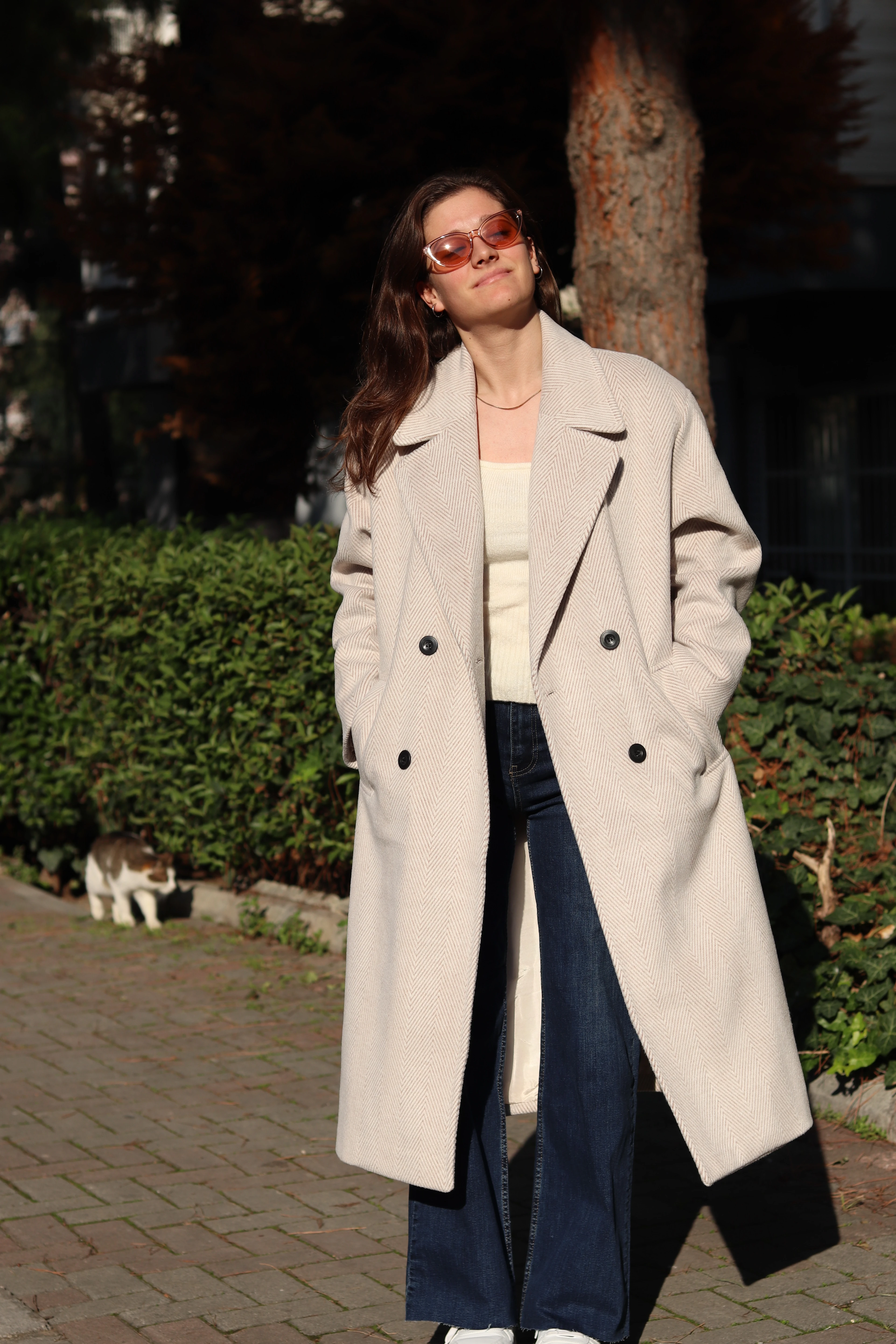 MD Yün Karışımlı Uzun Kaban - Bej