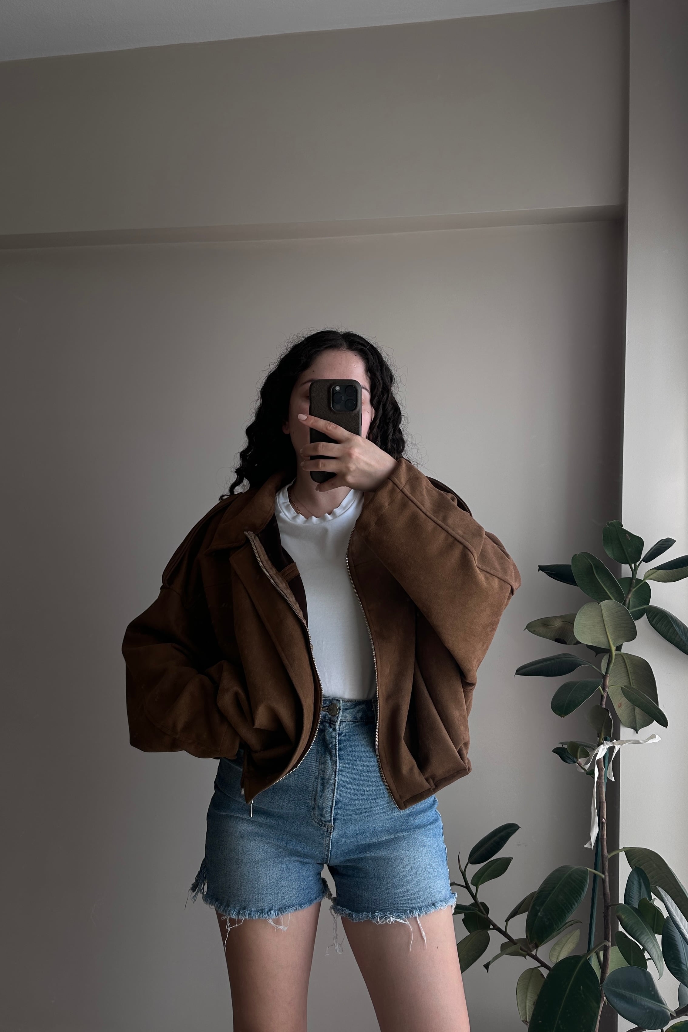 Viral Oversize Süet Bomber - Kahverengi