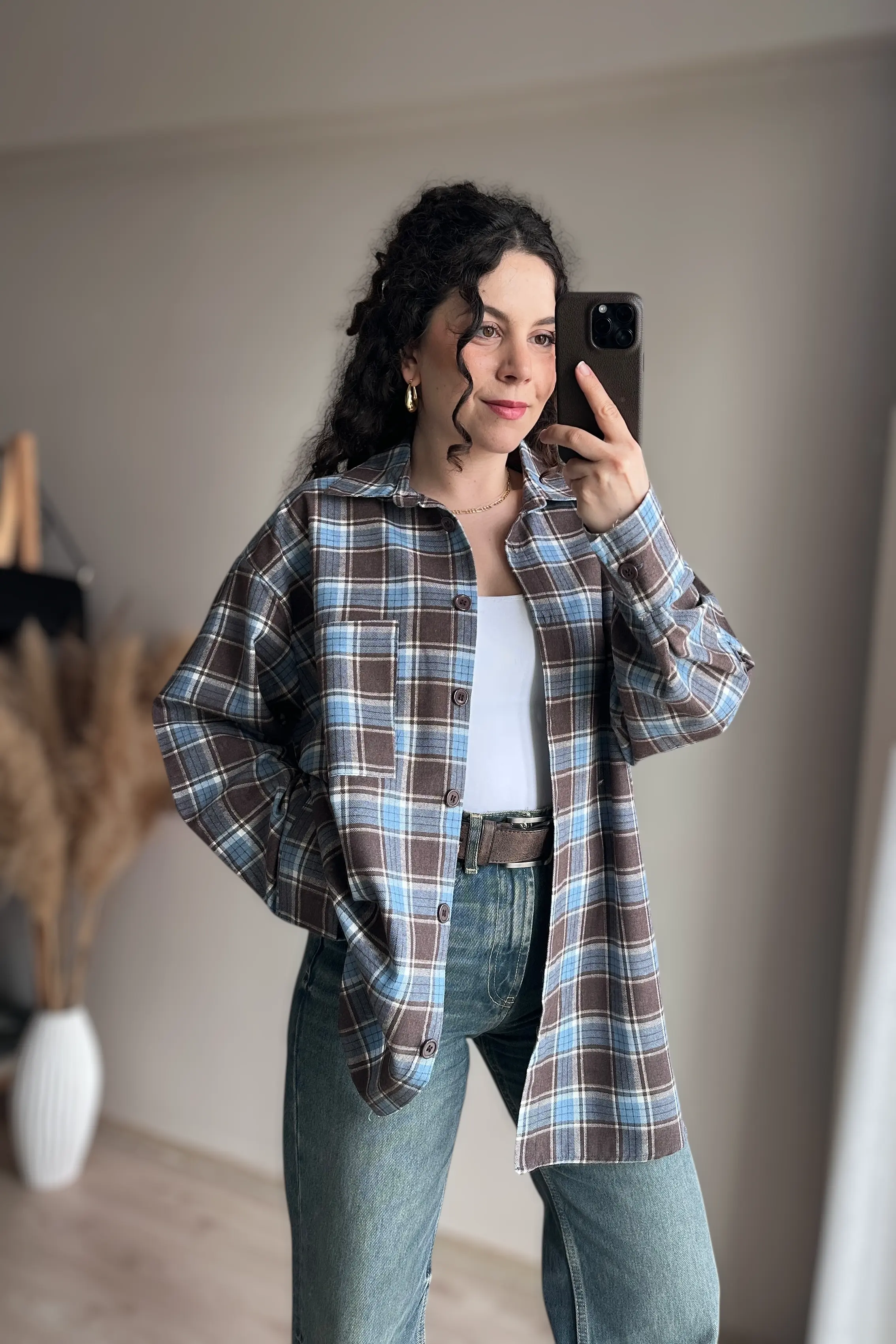 Ekose Oversize Gömlek