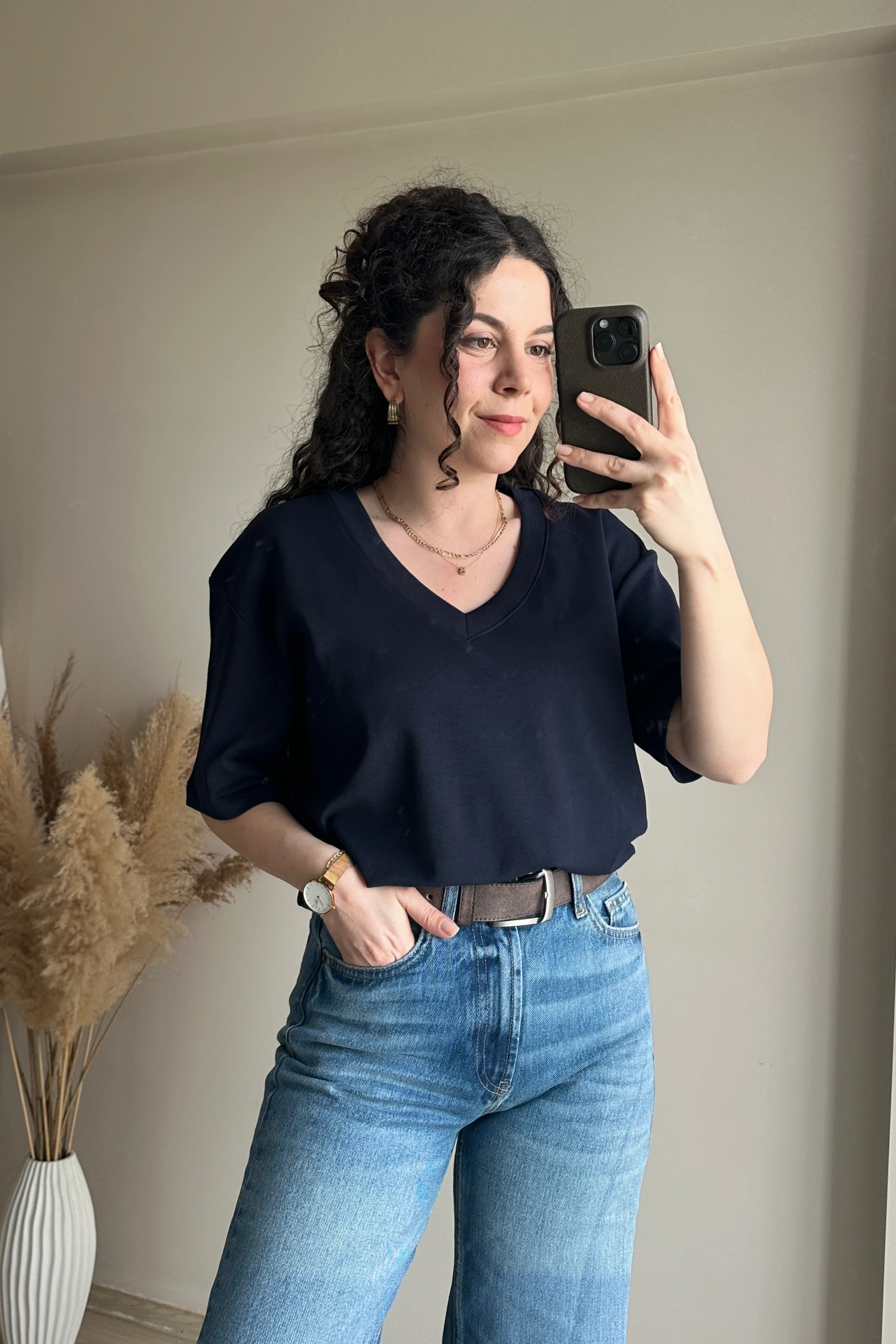 MD V Yaka Basic Tshirt - Lacivert