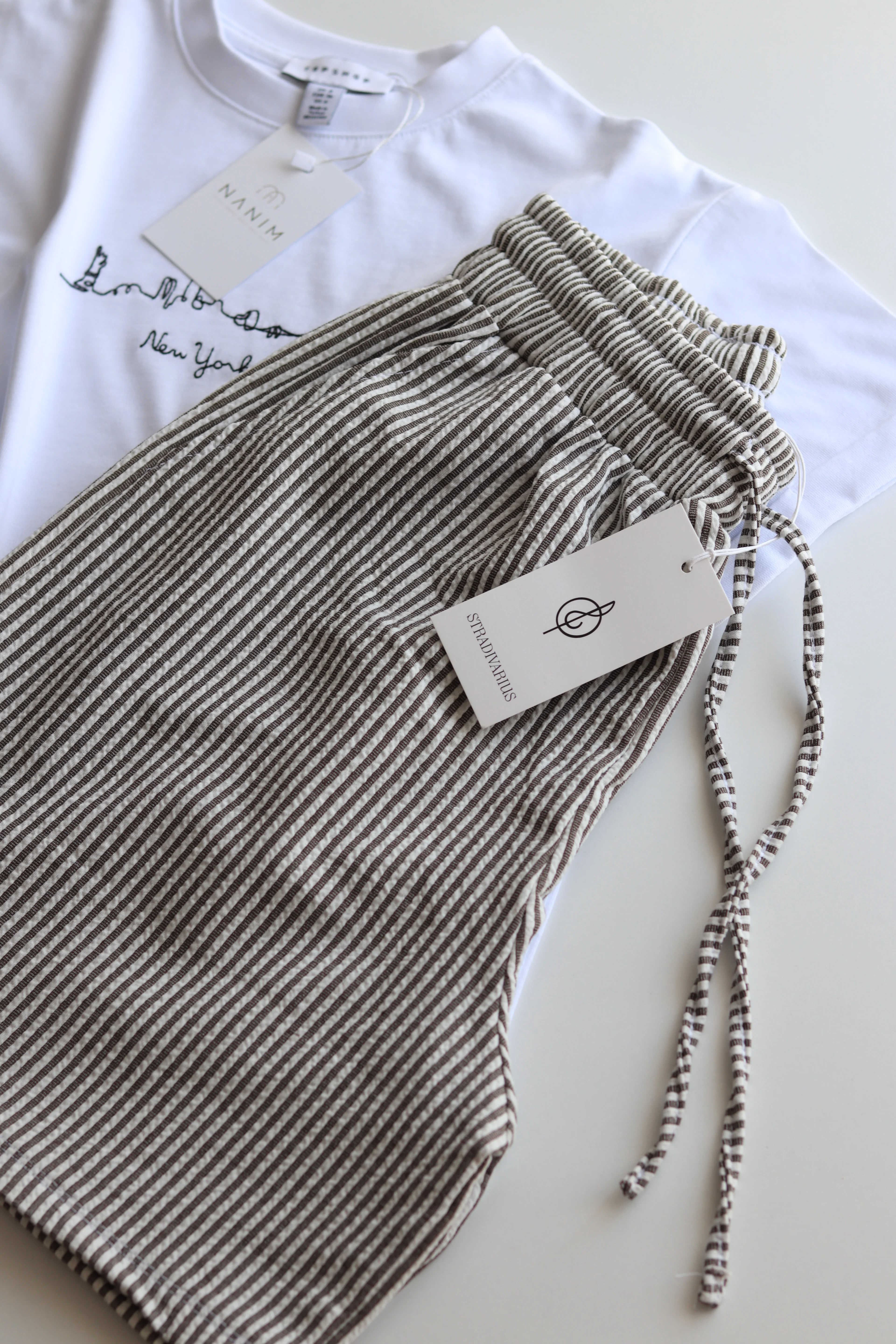 STR Çizgili Şort - Kahverengi