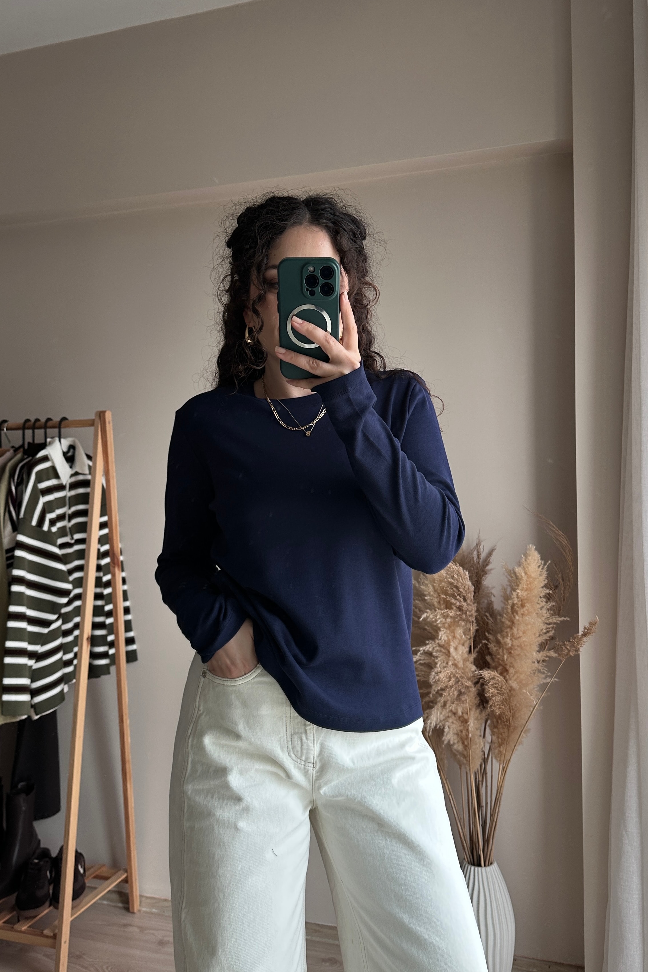 MD Uzun Kollu Basic Tshirt - %100 Pamuk - Lacivert